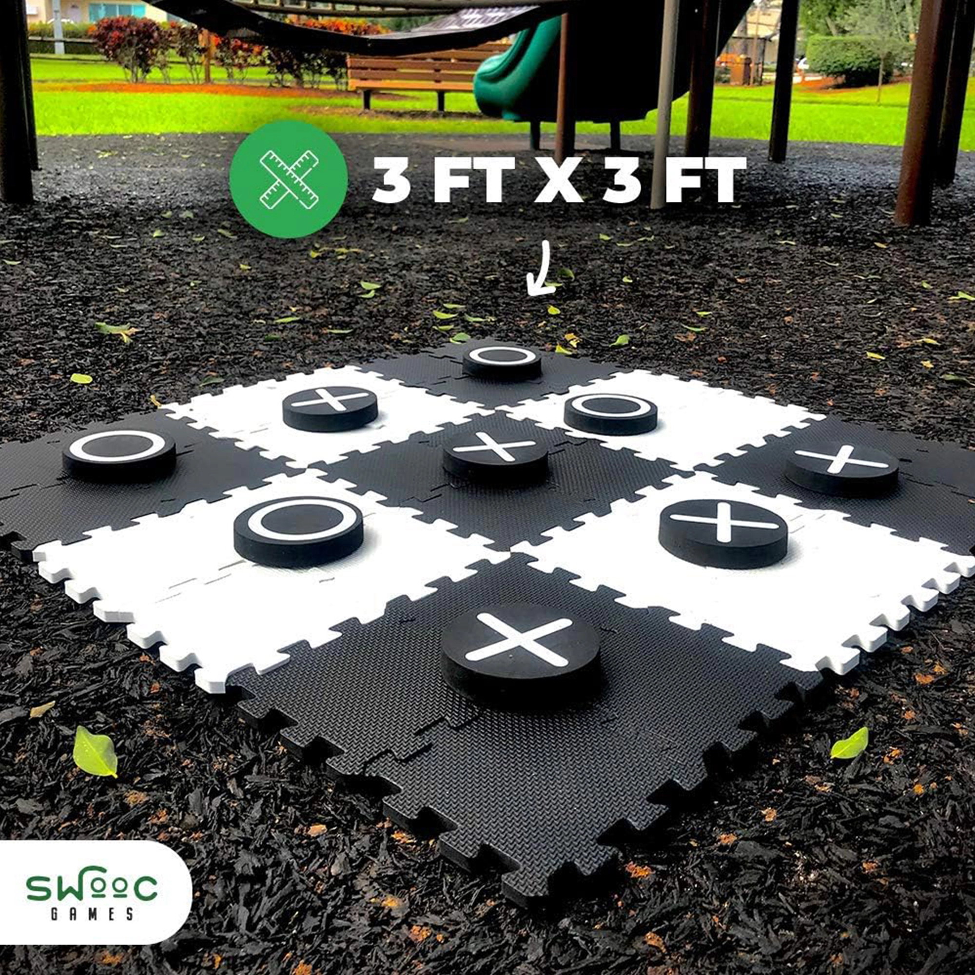 Swooc Games | 2-in-1 Premium Giant Checkers & Tic Tac Toe Game