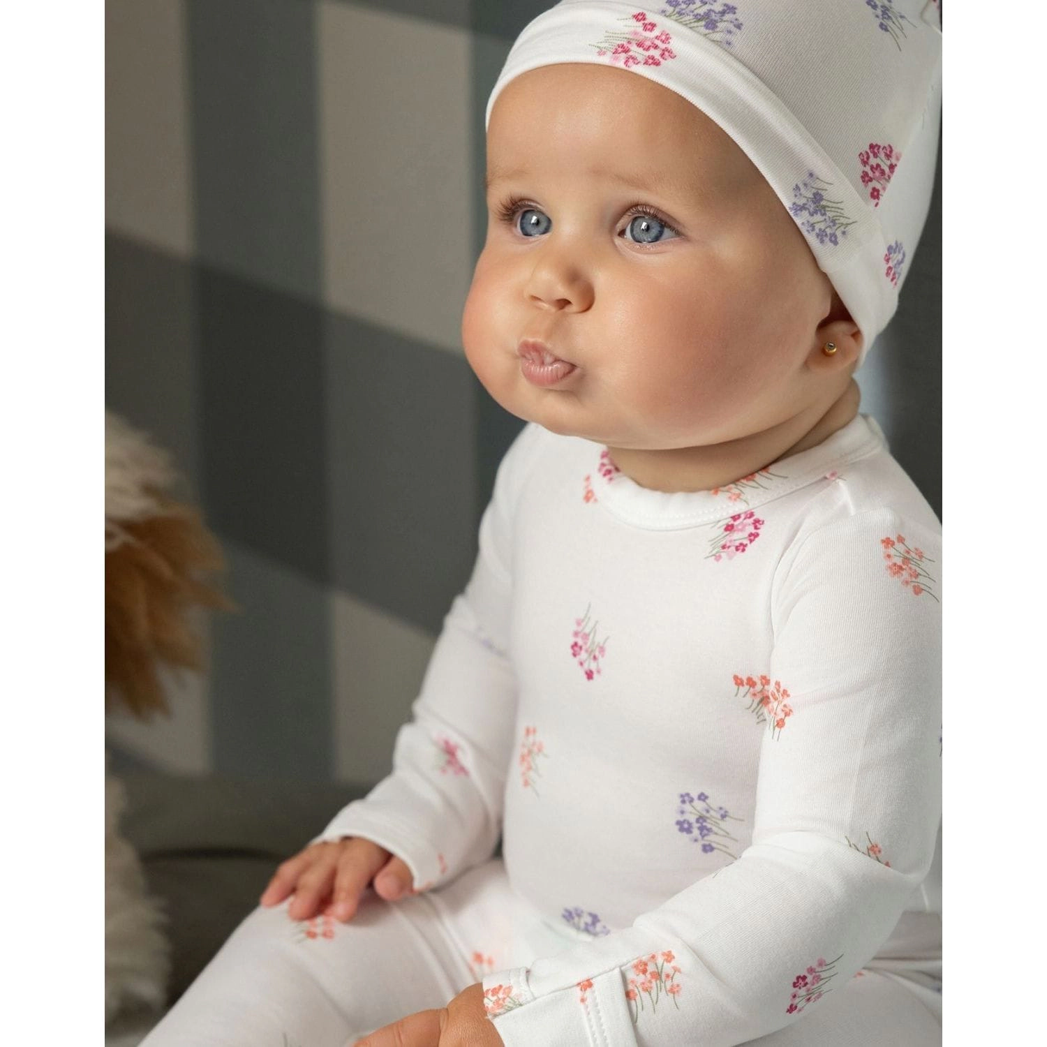 MeMoi 2 Piece Baby Girls "Little Arrangements" Floral Print Cotton Rich Footie Set