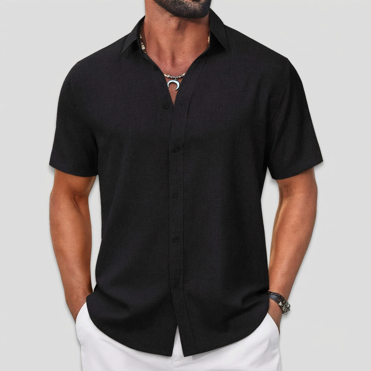 COOFANDY Mens Casual Short Sleeve Button Down Shirts V Neck Collared  Tops