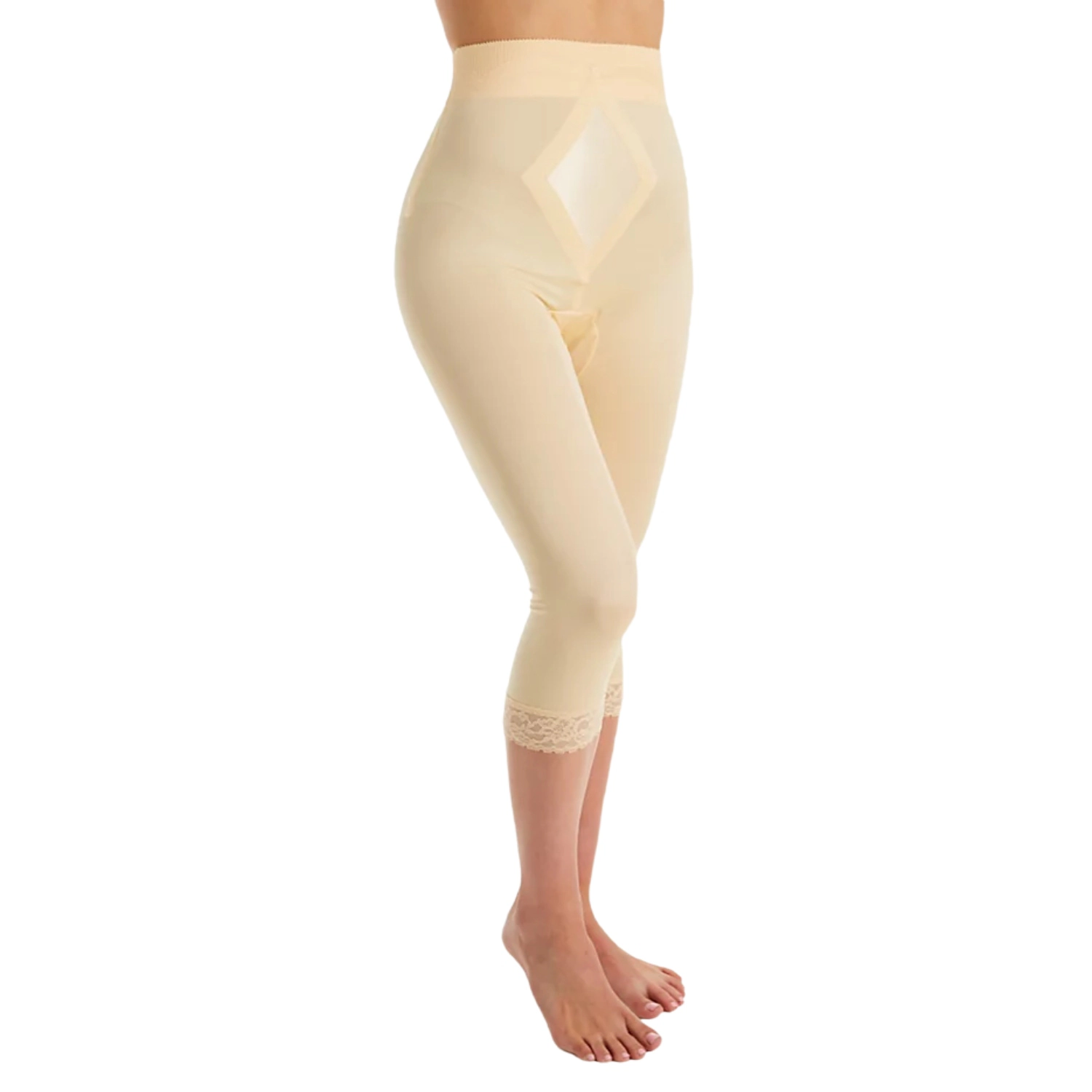 Rago High Waist Capri Pant Liner with Tummy Control Satin Panel| Memory Stretch Fabric