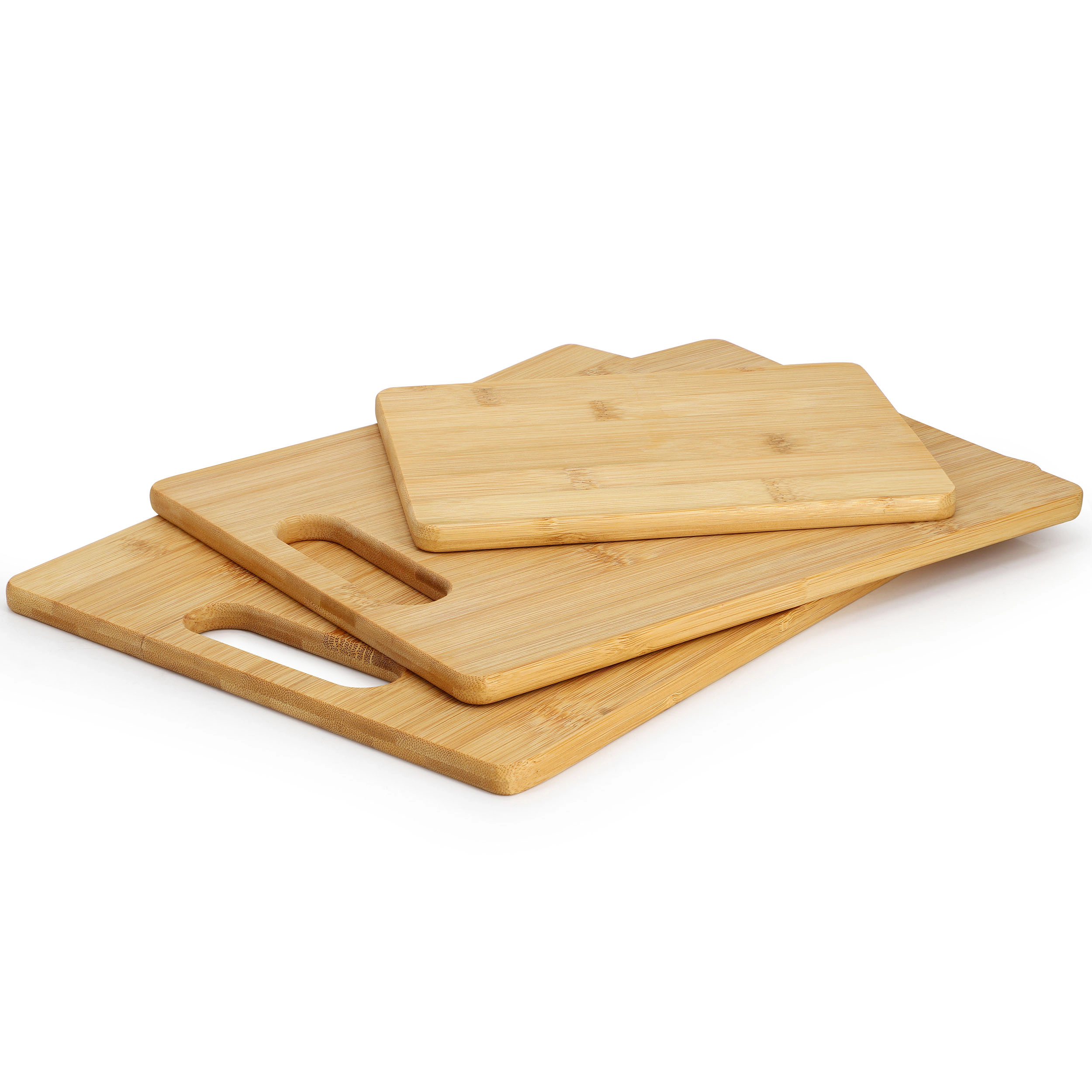 MegaChef 3 Piece 8 Inch, 11 Inch, and 13 Inch Bamboo Wood Cutting Board Set
