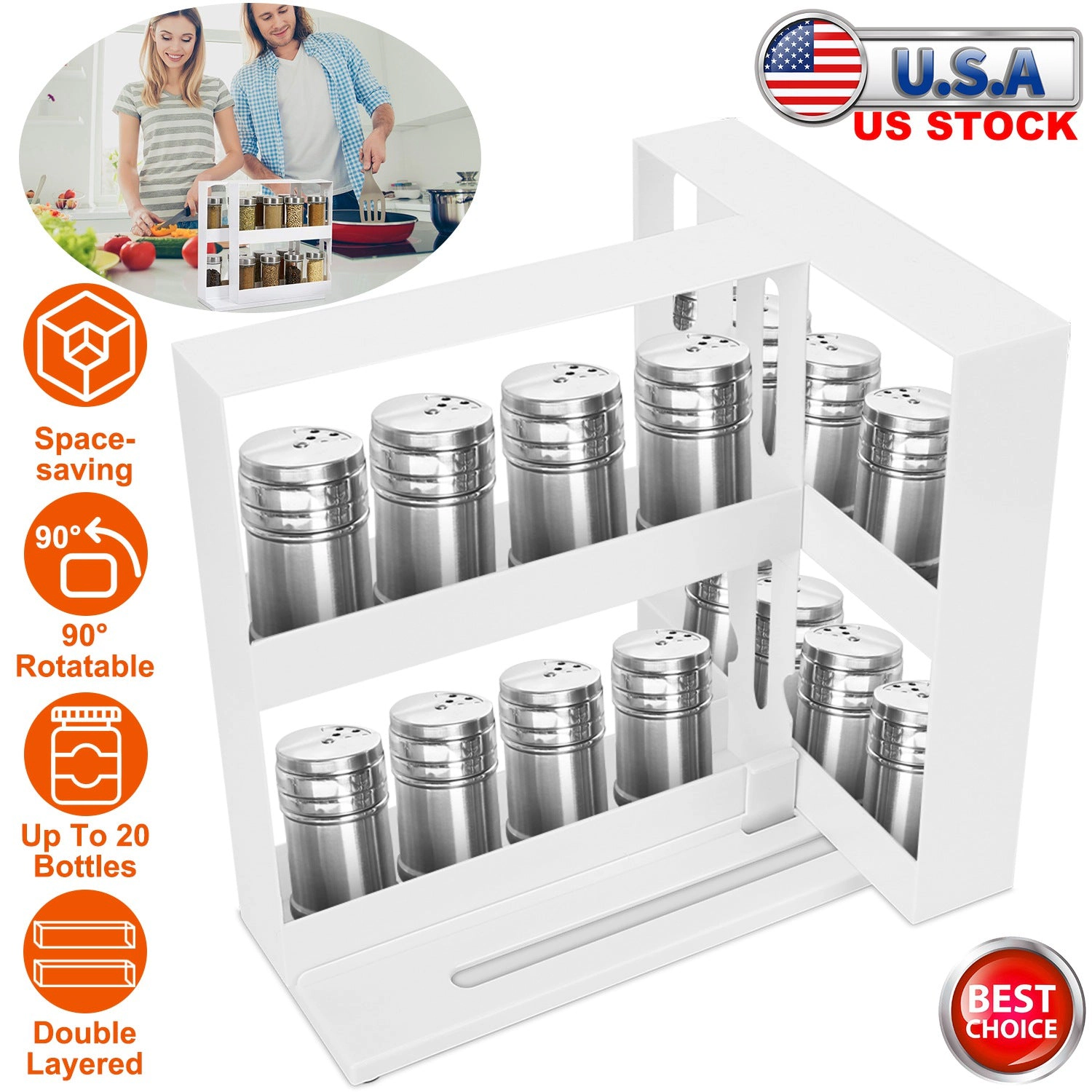 GBruno 2-Tier Swivel Cabinet Organizer Rack