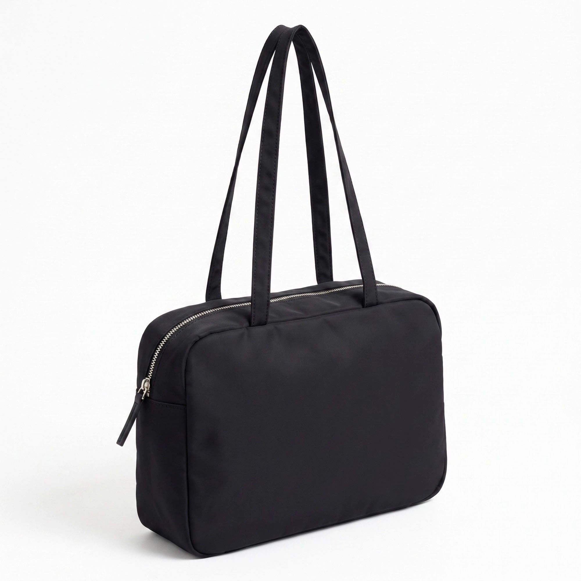 Alilang Women's Lightweight Shoulder Tote Bag with Top Zipper and Exterior Side Pockets 12x8x3.5in