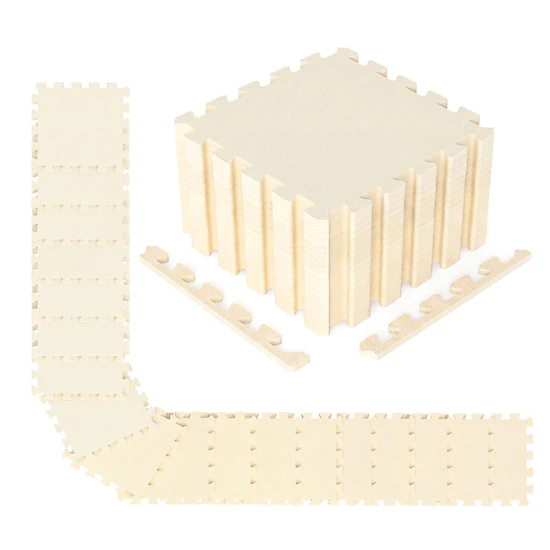 SUGIFT Beige 36-Tile 12.5-in Non-Slip Interlocking EVA Foam Floor Mats with Borders and 0.4-in Padding