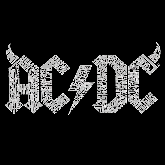 LA Pop Art Women's Cotton/Poly Blend Word Art T-Shirt - ACDC