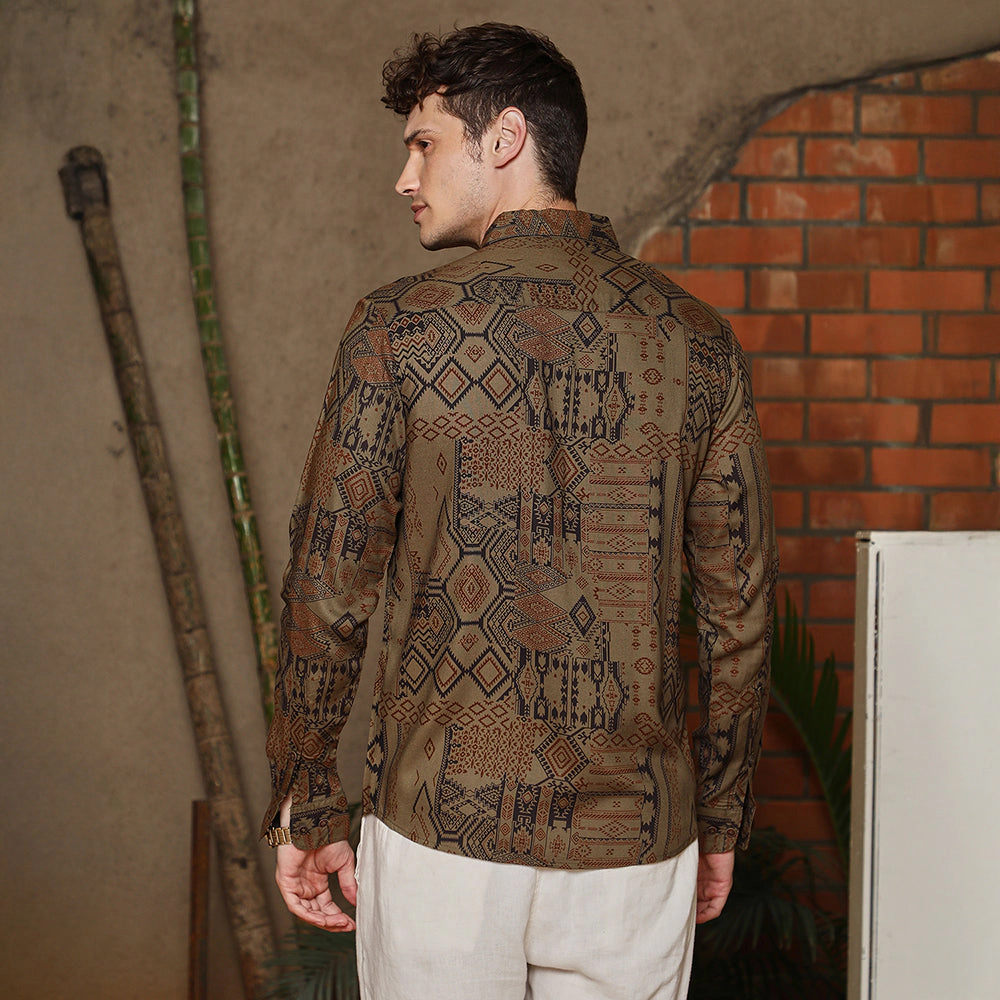 Aztec-Imprint Shirt