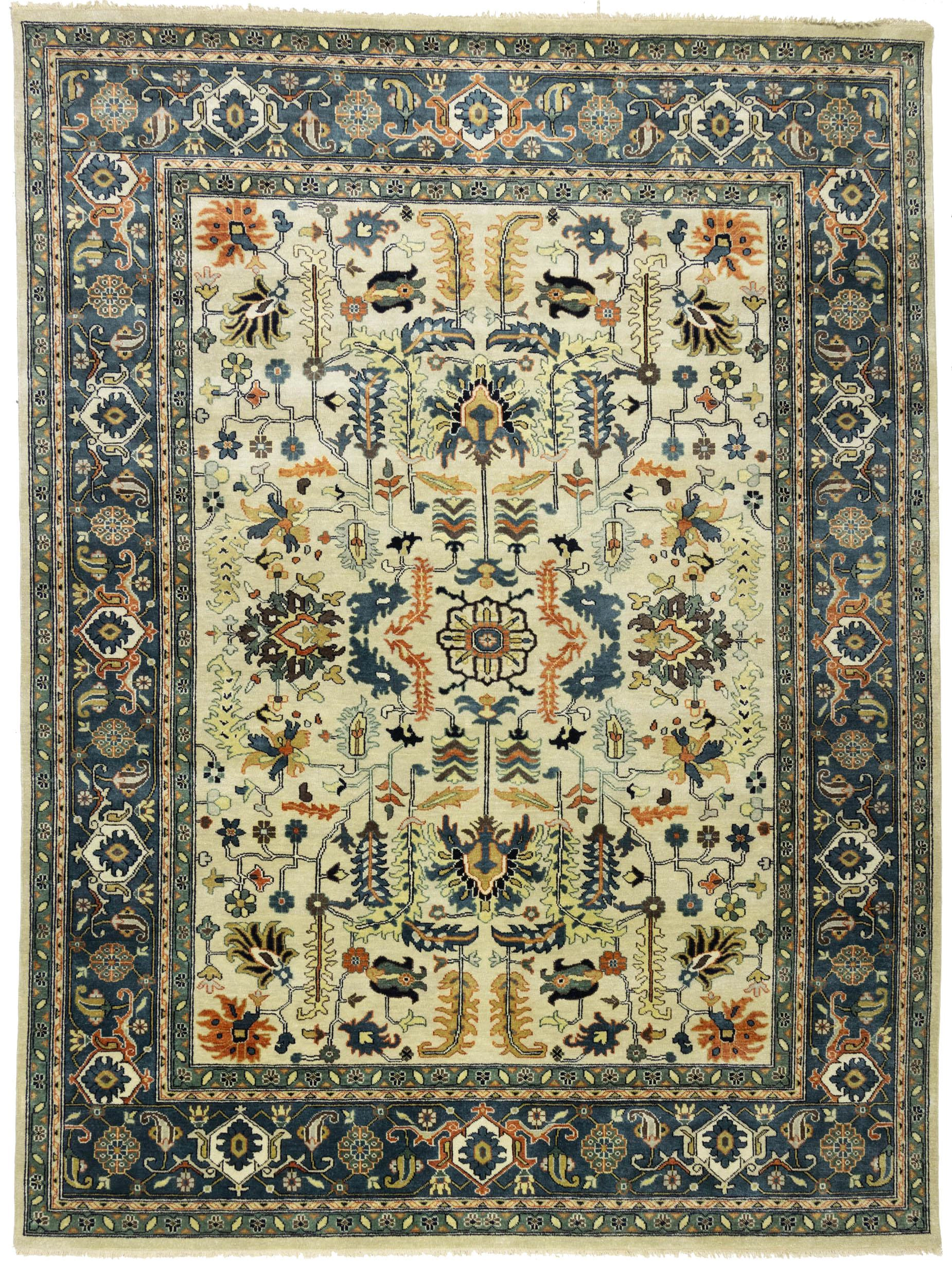 Magic Rugs Cream Geometric Transitional 9x12 Chobi Oriental Rug