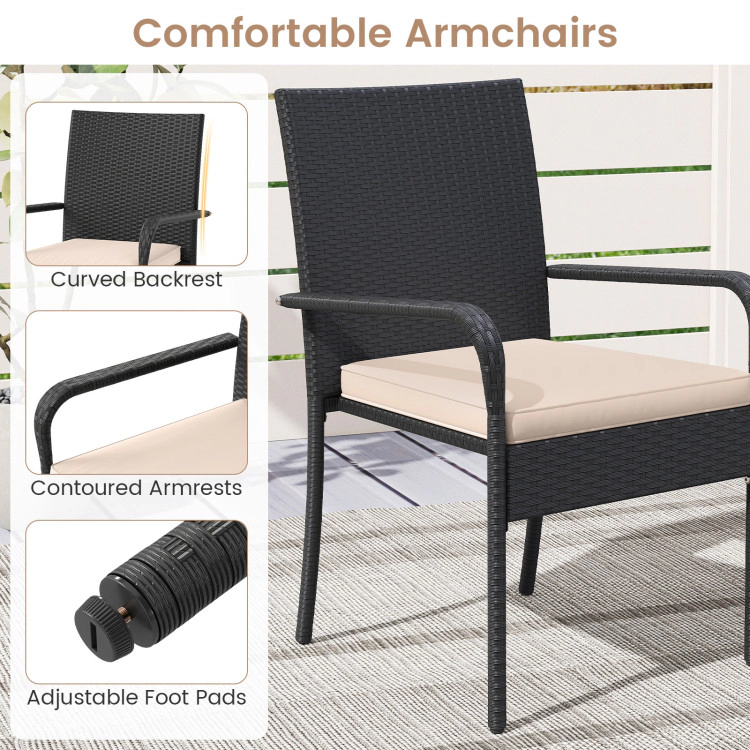 Hivvago 3 Piece Patio Furniture Set With Seat Cushions And Tempered Glass Tabletop