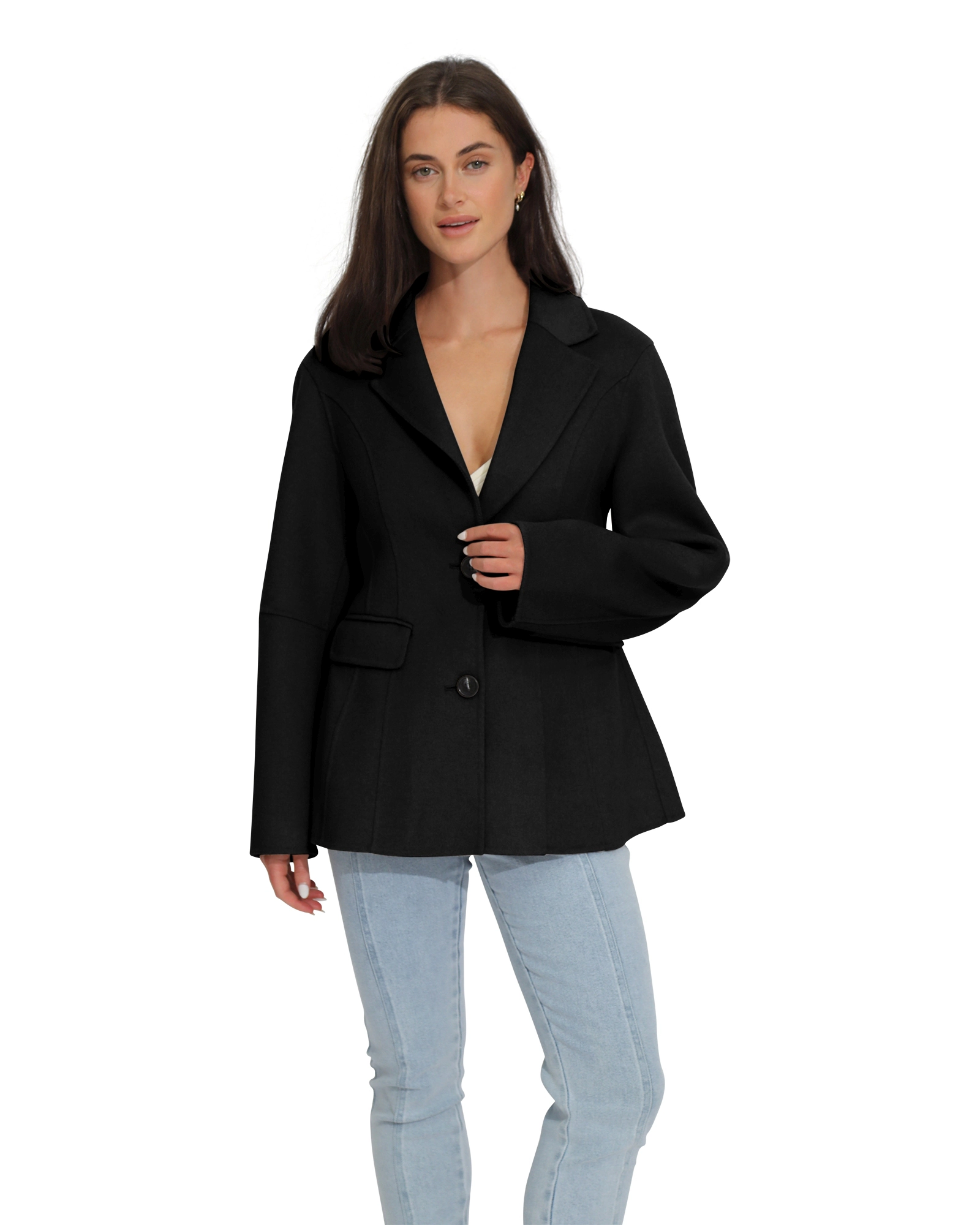 Belle & Bloom Womens Stuck On You Wool Blend Cinched Waist Blazer