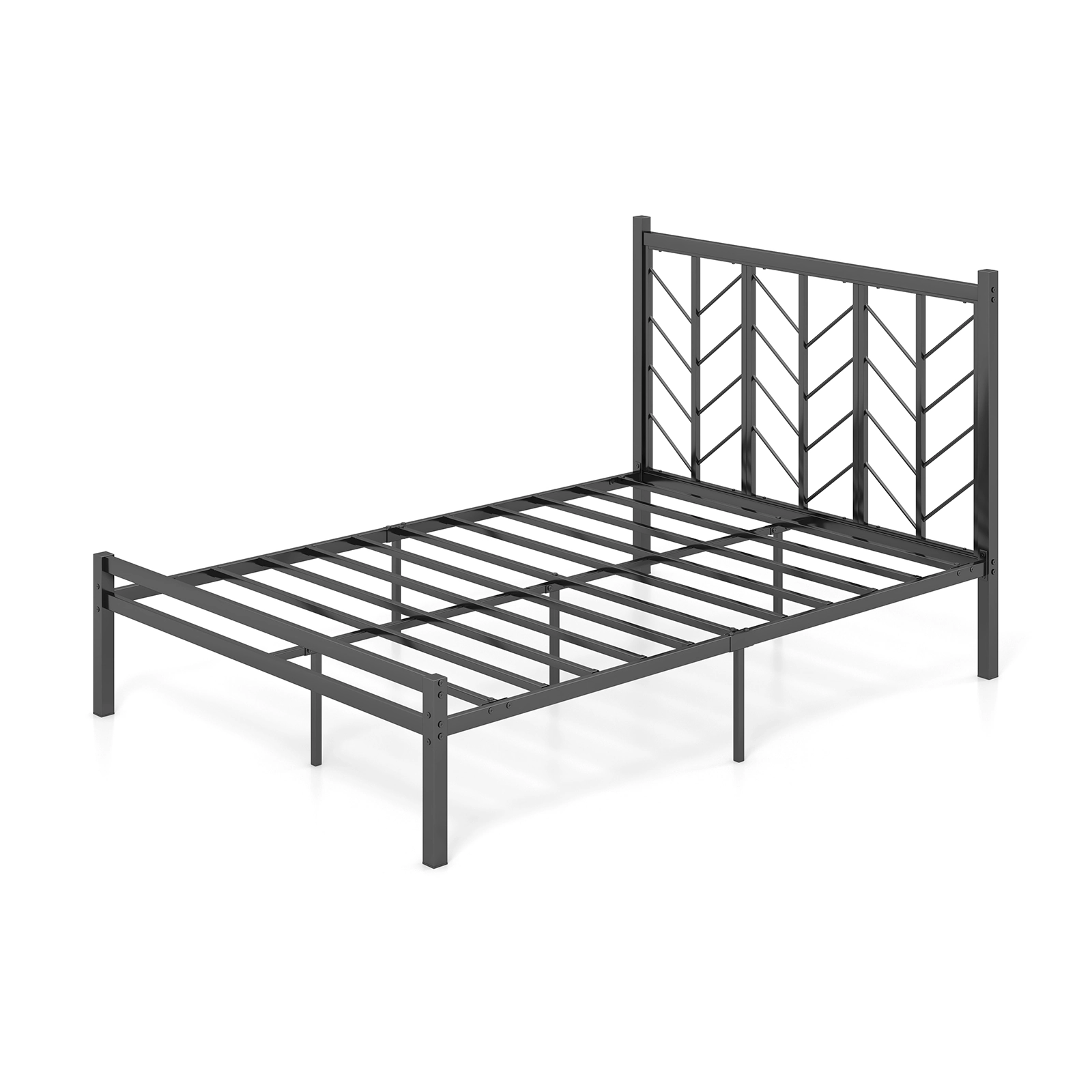 LJG Platform Bed with Headboard and Metal Frame