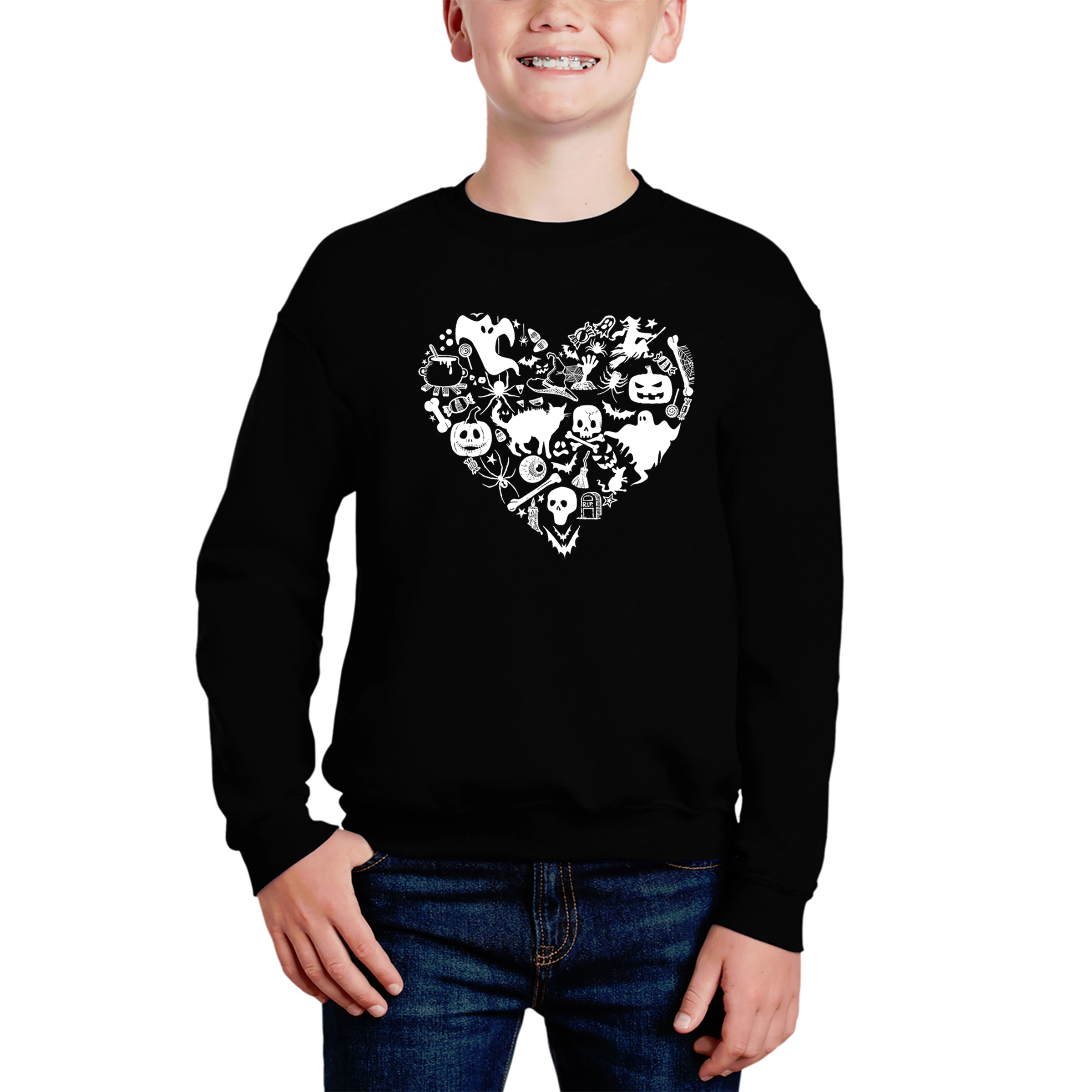 LA Pop Art Boy's Word Sweatshirt - Halloween Heart