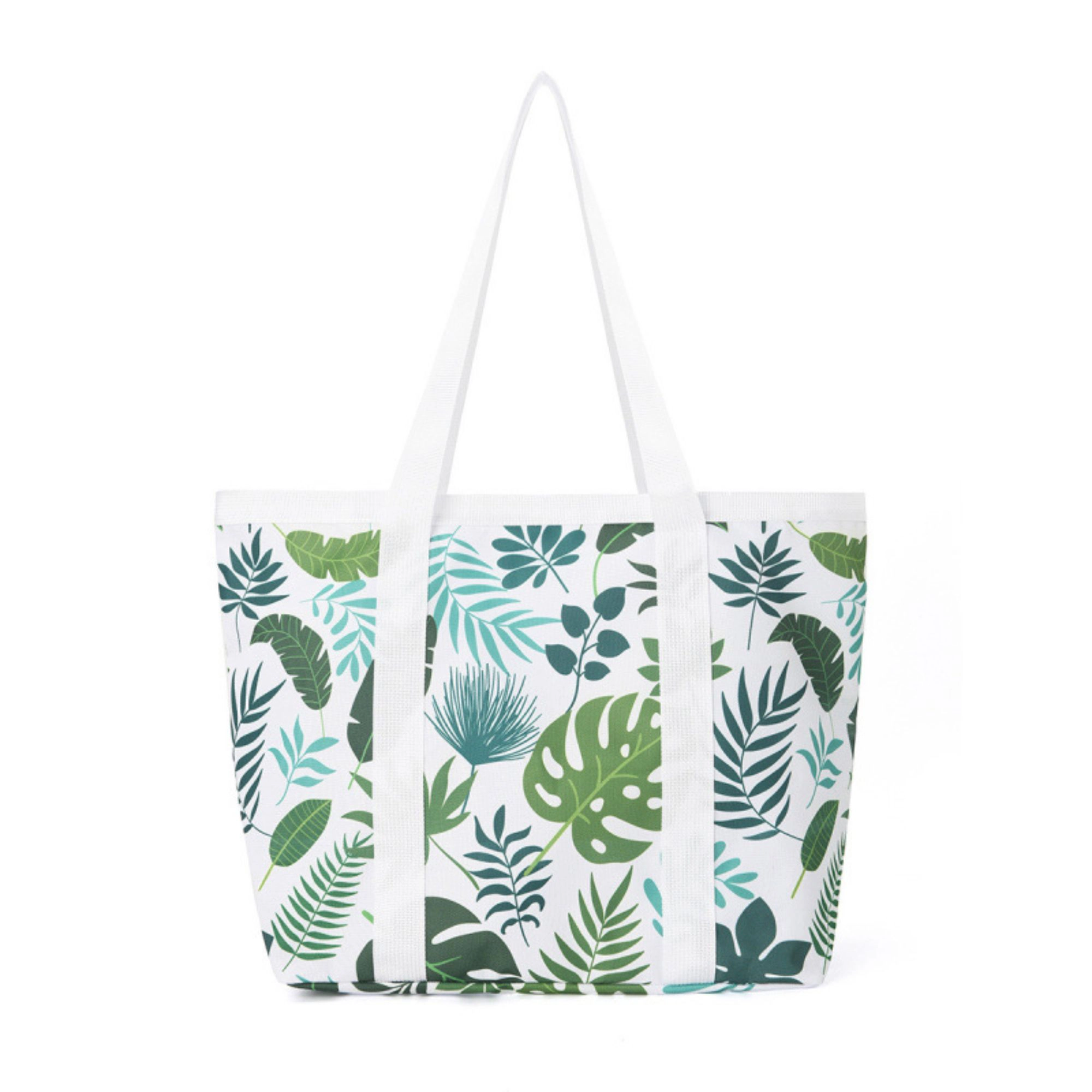 Alilang Women's Printed Beach Tote Bag with Mesh Pockets and Shoulder Handles, Yellow