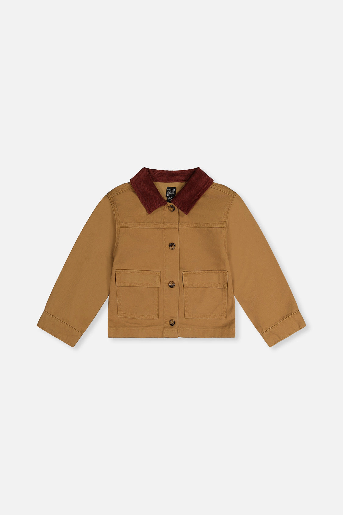 Deux par Deux Unisex Button-Front Ribbed Collar Barn Jacket