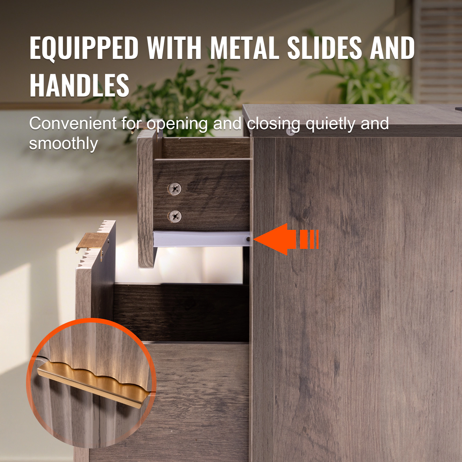 HONGGE 3-Tier End Table Set of 2 with Charging Station, USB Ports & Outlets, Storage Cabinet & 2 Drawers, Gray