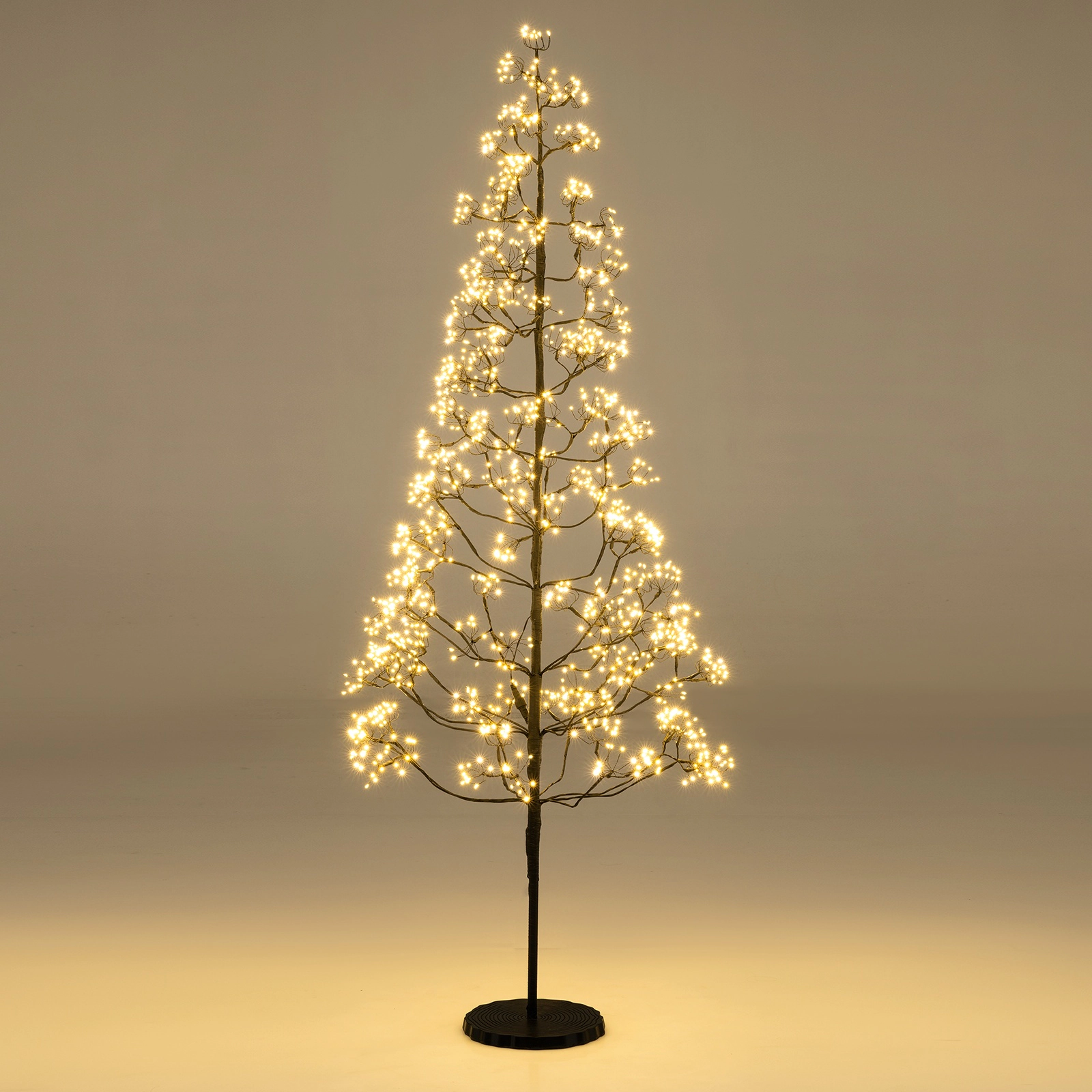 SUGIFT Adjustable Tip Lighted Alpine Pre-Lit Artificial Cedar Tree 5-ft Tall 1000 LEDs Weighted Base Black