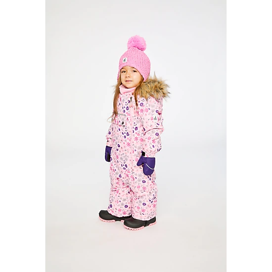 Deux par Deux Girls Mini Flower Print One Piece Snowsuit Adapted for Car Seats with Detachable Hood