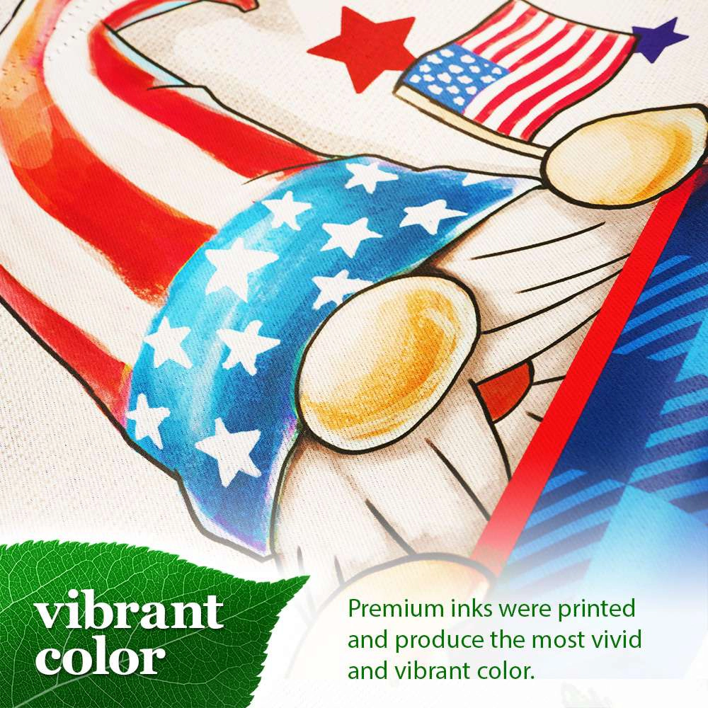 G128 4th of July Gnome Garden Flag 12x18 Inch Double-Sided Patriotic Yard Decoration