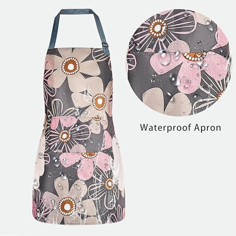 Toynee Starks Unisex 2 Pack Floral Waterproof Bib Aprons Adjustable with Pocket