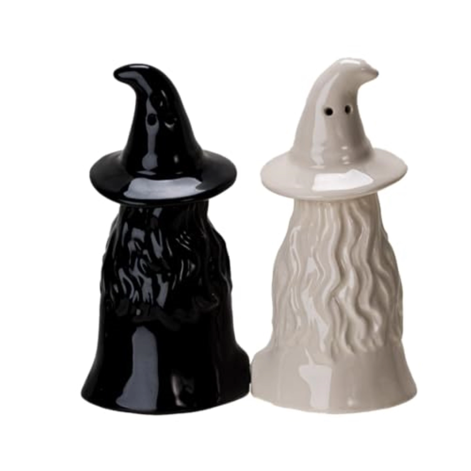 Pacific Giftware Mystical White and Black Ceramic Magnetic Witch Salt and Pepper Shaker Set