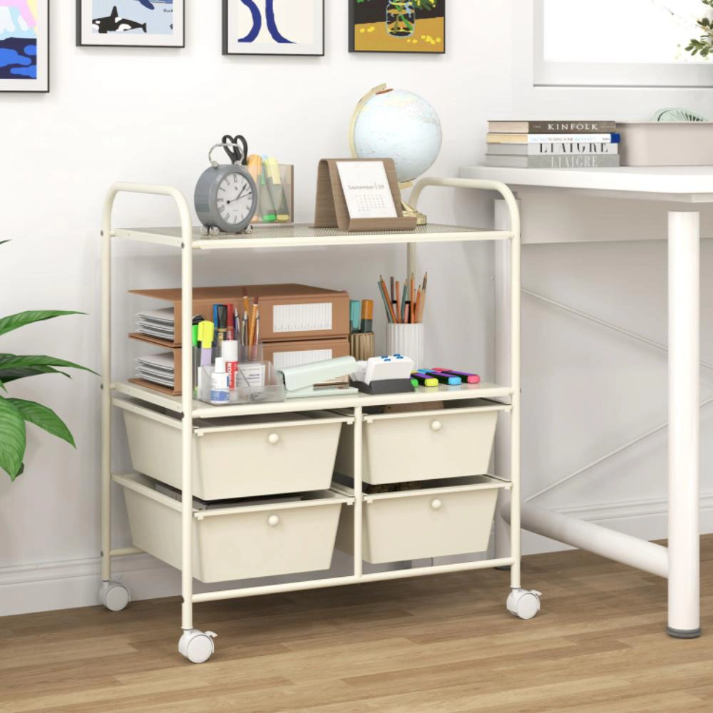 Hivvago 4-Drawer Rolling Storage Cart with Shelves