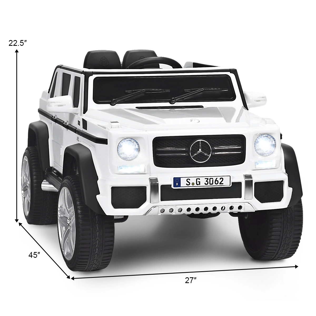 SUGIFT 12V Licensed Mercedes-Benz Maybach Kids Ride On Car 66-lb Capacity Ages 3-6 Remote Control LED Lights White