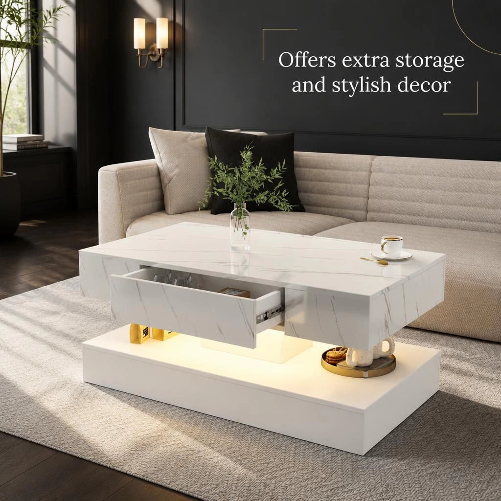 GOODSILO Modern Rectangular Low Profile Coffee Table