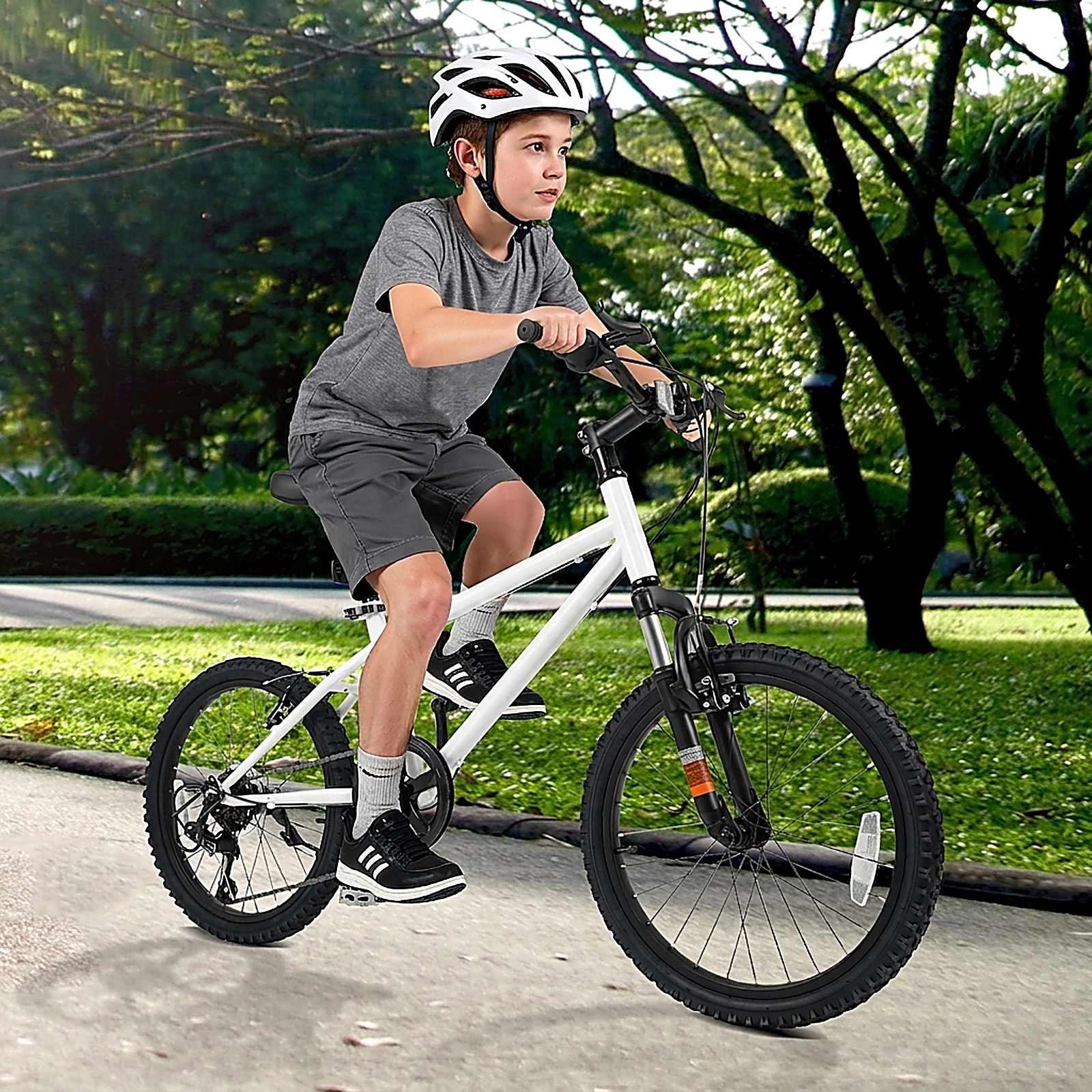SUGIFT 24-in White Kids Mountain Bike with Front Suspension Fork Ages 8 and Up 110-lb Rider Capacity