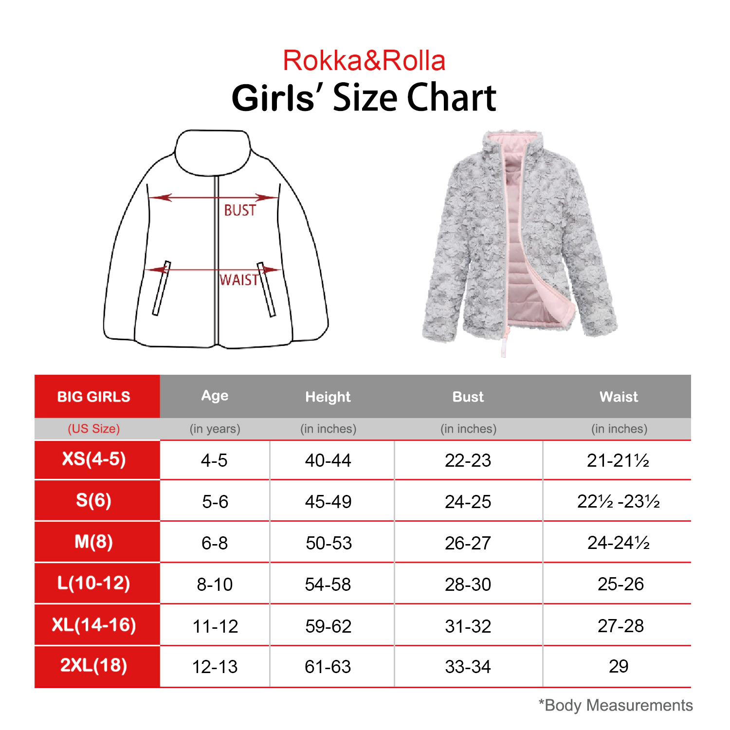 Rokka&Rolla Little & Big Kid Girls Reversible Sherpa Fleece Puffer Jacket