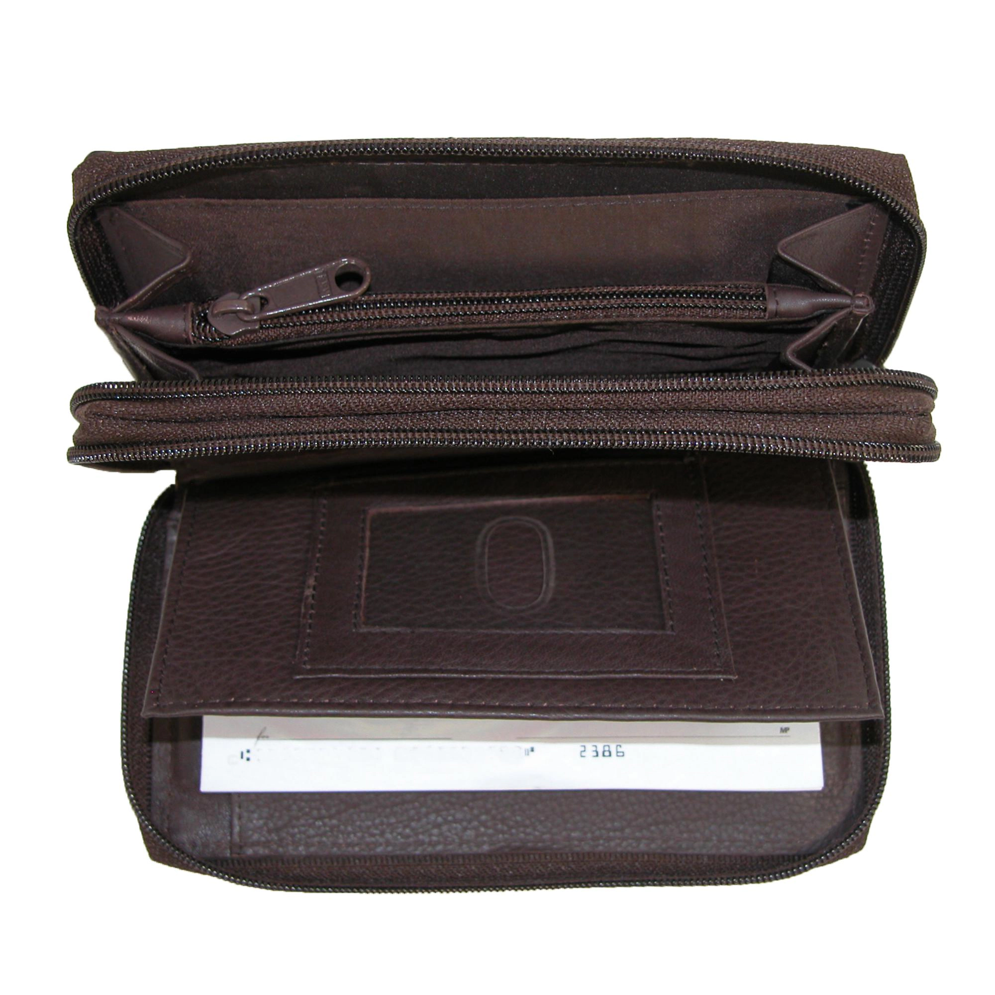 Paul & Taylor Leather Double Zippered Checkbook Cover Wallet