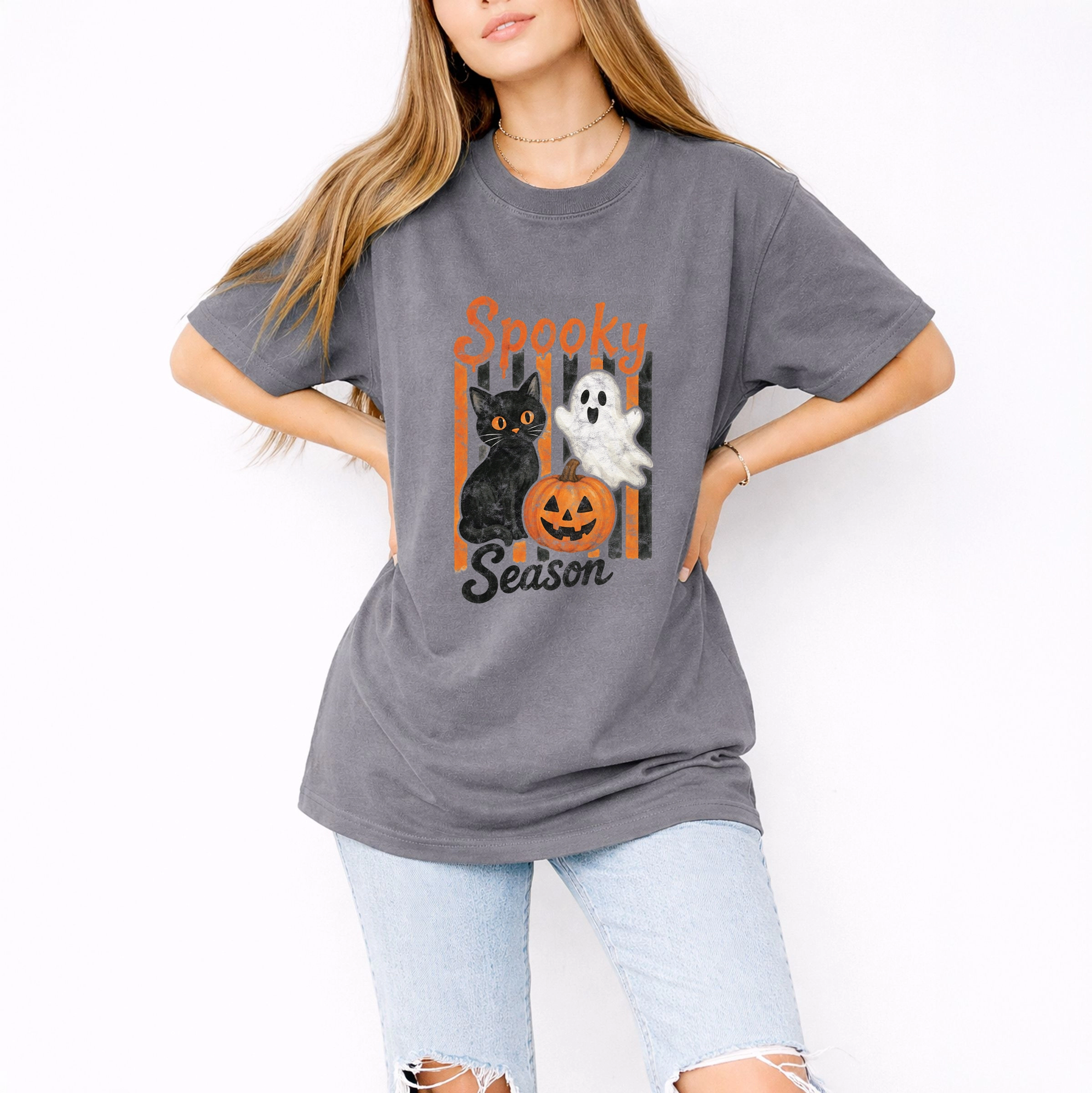 Simply Sage Market - Women's Garment Dyed Graphic T-Shirt Spooky Season Characters