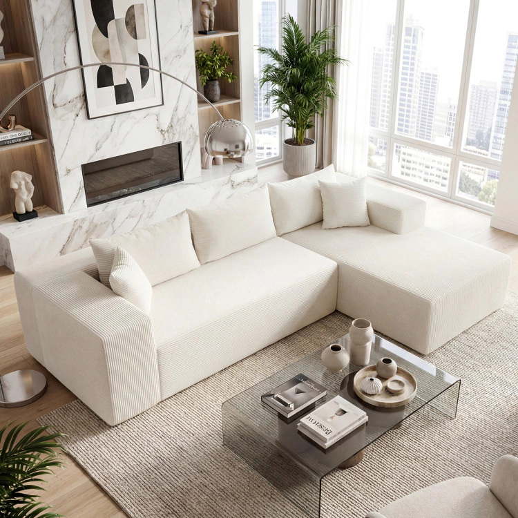 Hivvago Modular Sectional Sofa Corduroy Upholstered L-Shaped Couch With Deep Seats