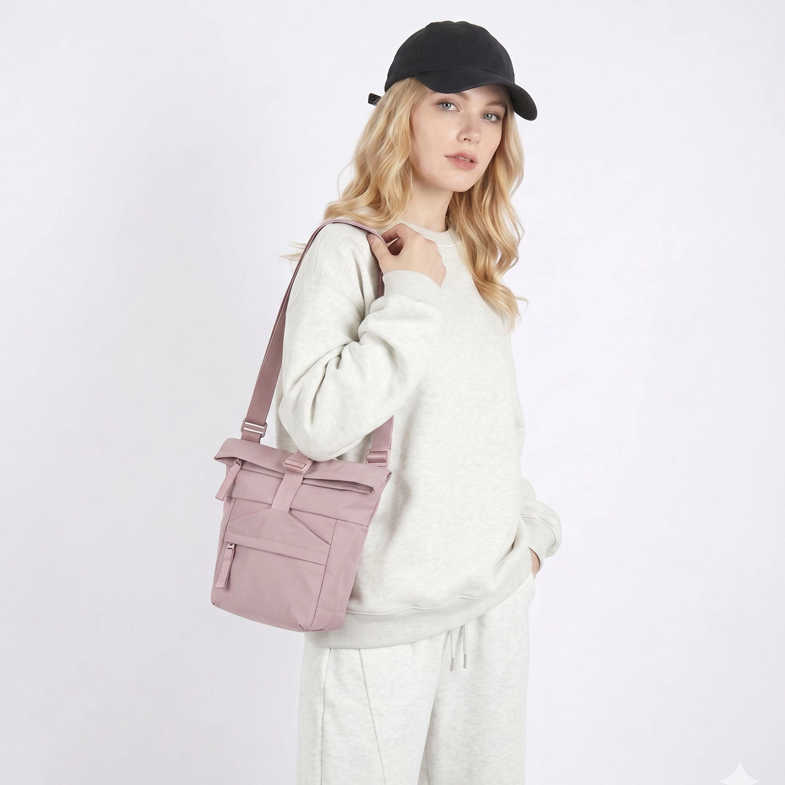 Alilang Women's Water Resistant Nylon Crossbody Bucket Bag Adjustable Strap Multi Pocket Everyday Travel