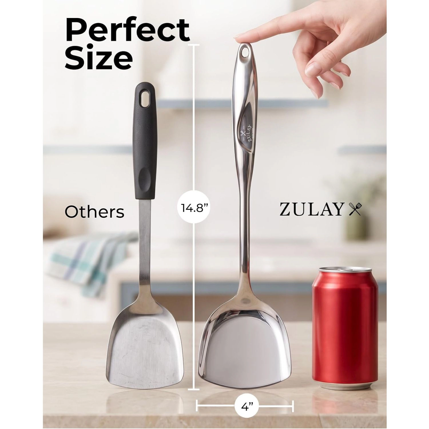 Zulay Kitchen Stainless Steel Metal Wok Spatula