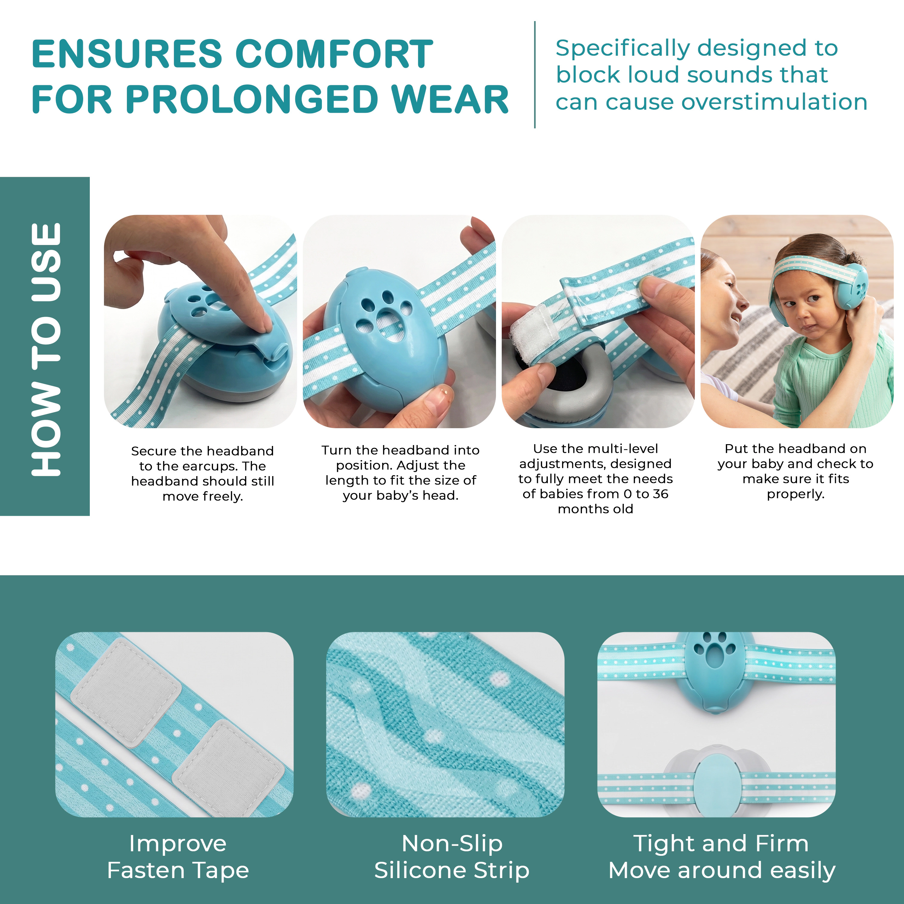 Sperric Baby Earmuffs - Noise Cancelling, Ultra‑Soft Lightweight Baby Ear Protection with Non‑Slip Headband & Travel Bag