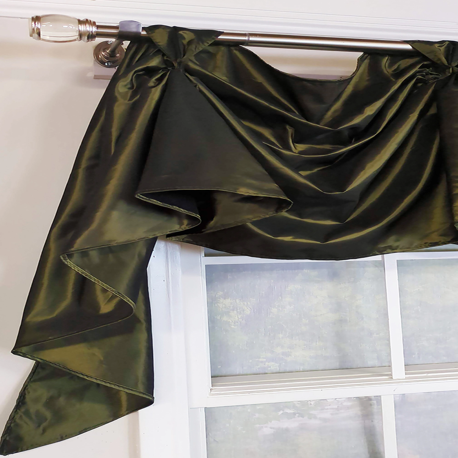 RLF Home Taffeta 3-S Victory 100% Polyester Tab Top Swag Window Curtain 54" x 25" Green