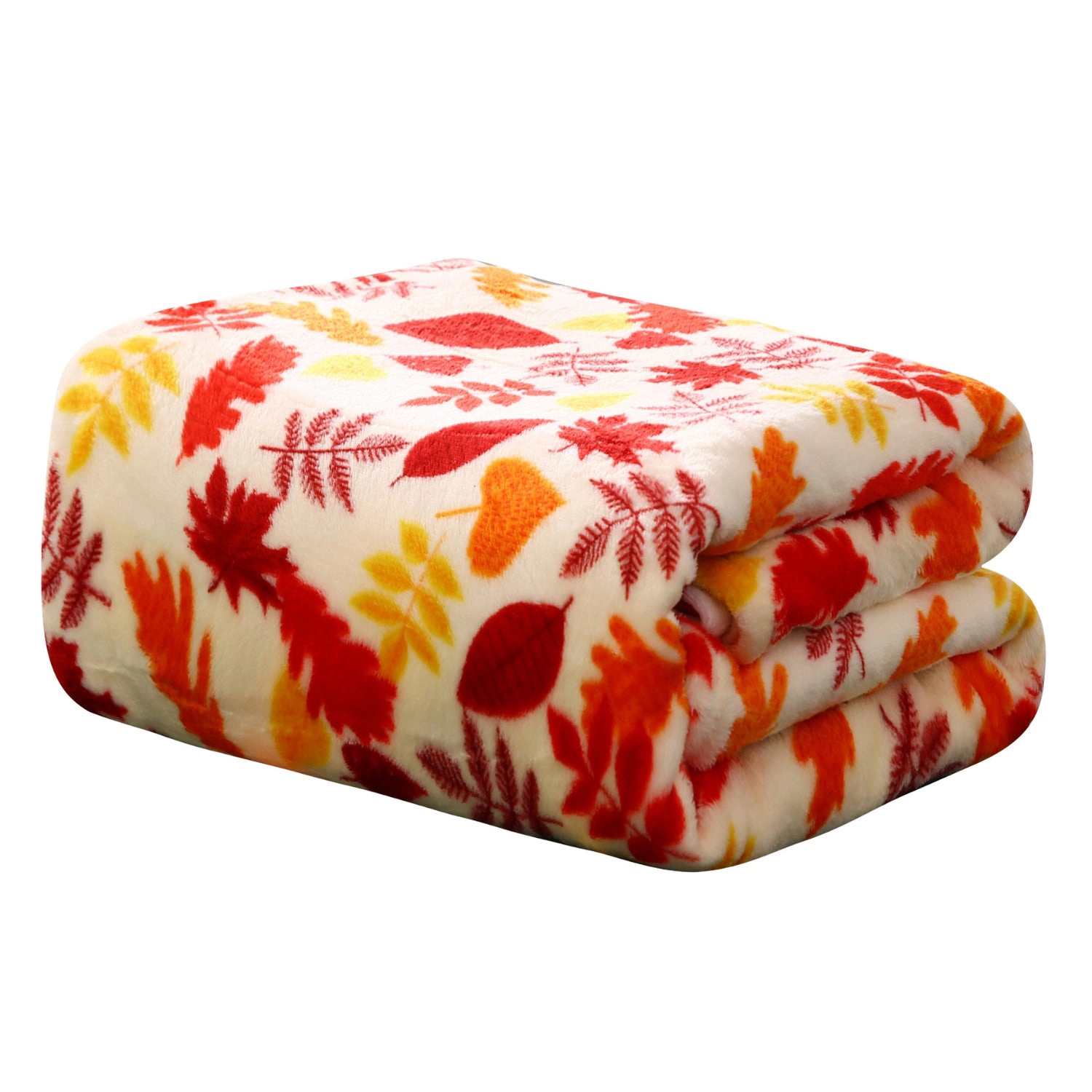 Plazatex Premium Fleece Ultra Soft & Plush Fall Autumn Leaves Hypoallergenic Fleece Throw Blanket 50" x 60" Multicolor