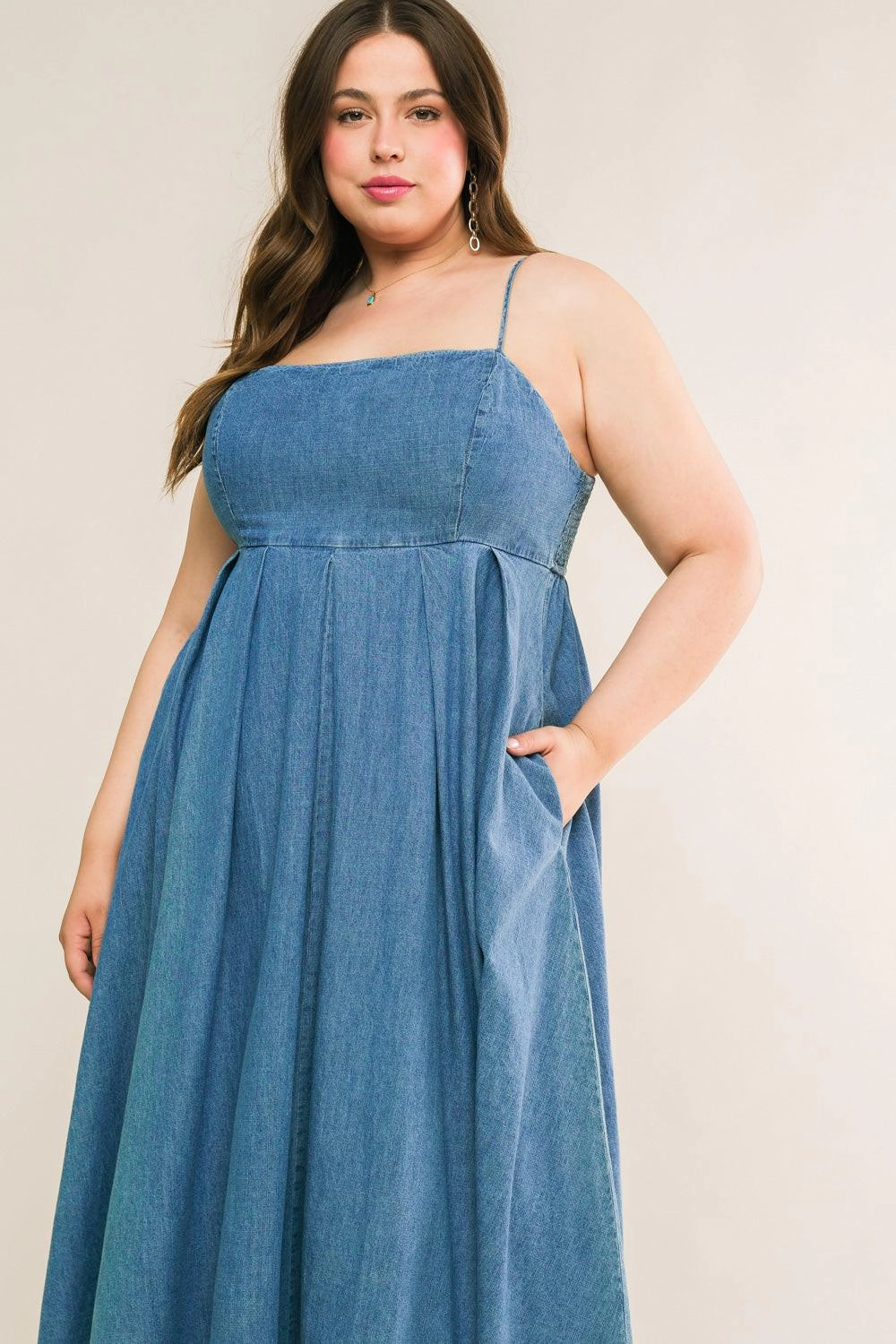 TRUEDAMES Women Captivating Heart Denim Midi Dress
