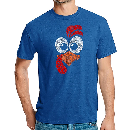 LA Pop Art Men's Cotton/Poly Blend Word Art T-Shirt - Turkey Face
