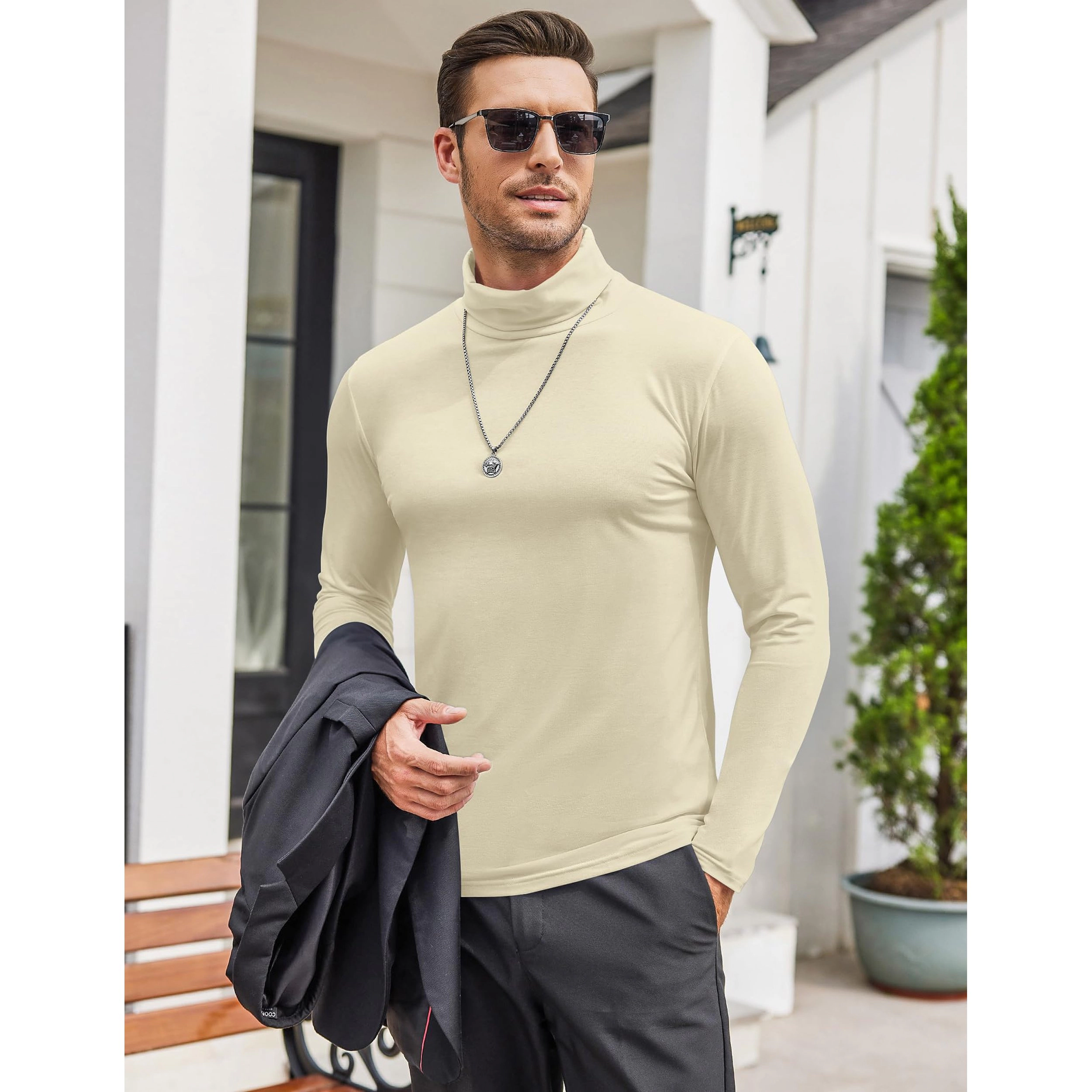 COOFANDY Men's Slim Fit Long Sleeve Turtleneck Shirt