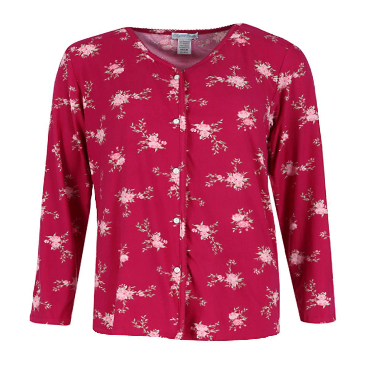 Elegant Emily Women's Plus Size Burgundy Floral Pajama Set
