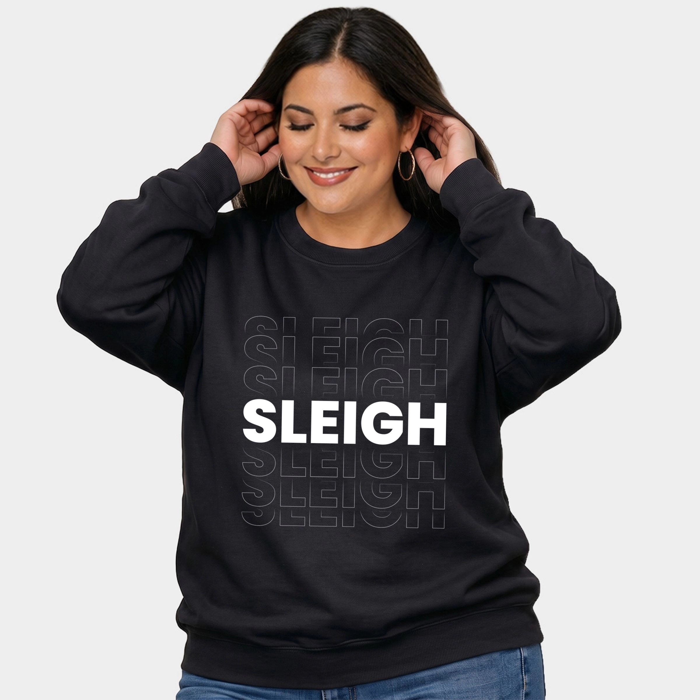 Simply Sage Market - Women's Plus Sized Graphic Sweatshirt Sleigh Bold Stacked