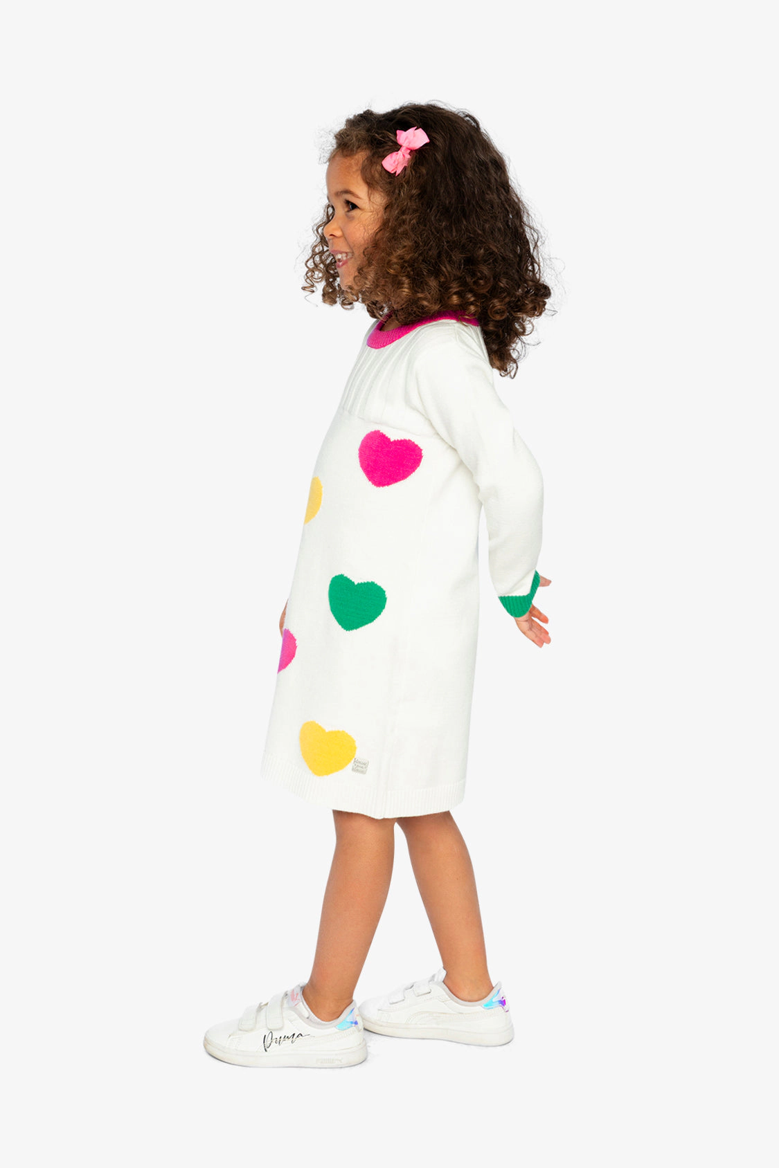 Deux par Deux Girls Heart Jacquard Knitted Dress