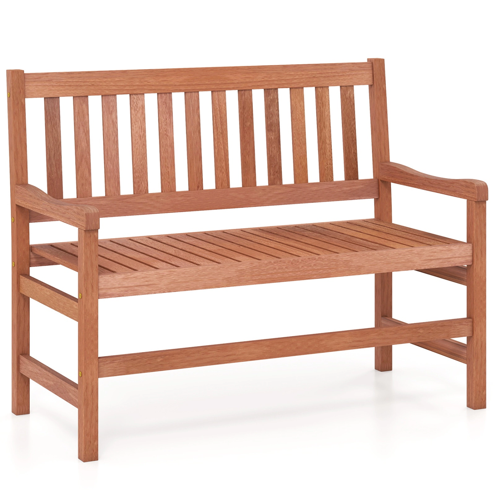 SUGIFT Solid Wood 44-in Outdoor Loveseat Bench 550-lb Capacity 2-Seat Teak Frame 41.5 x 19 in Seat Assembly Required