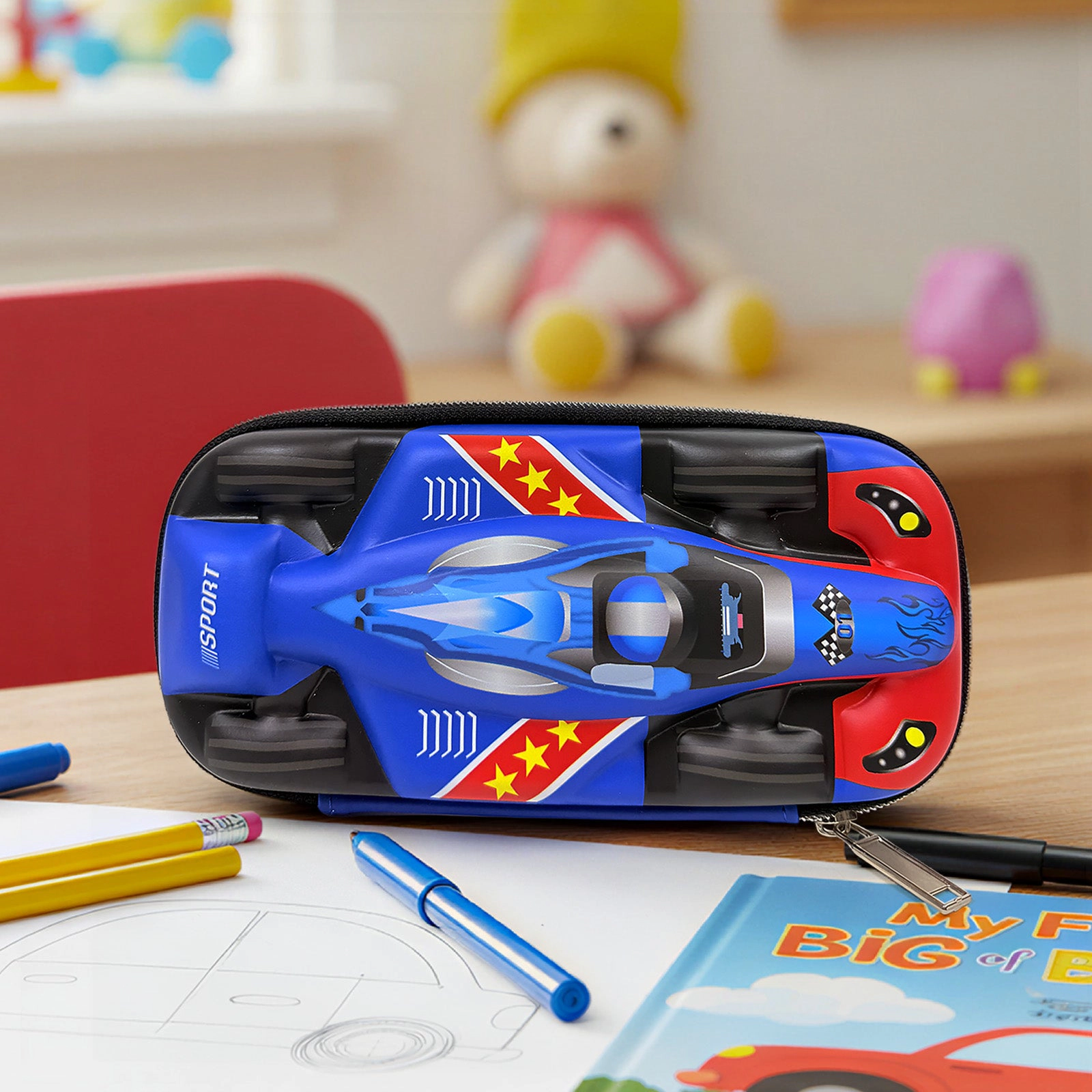 Wrapables 3D Sports Car EVA Hard Shell Pencil Case