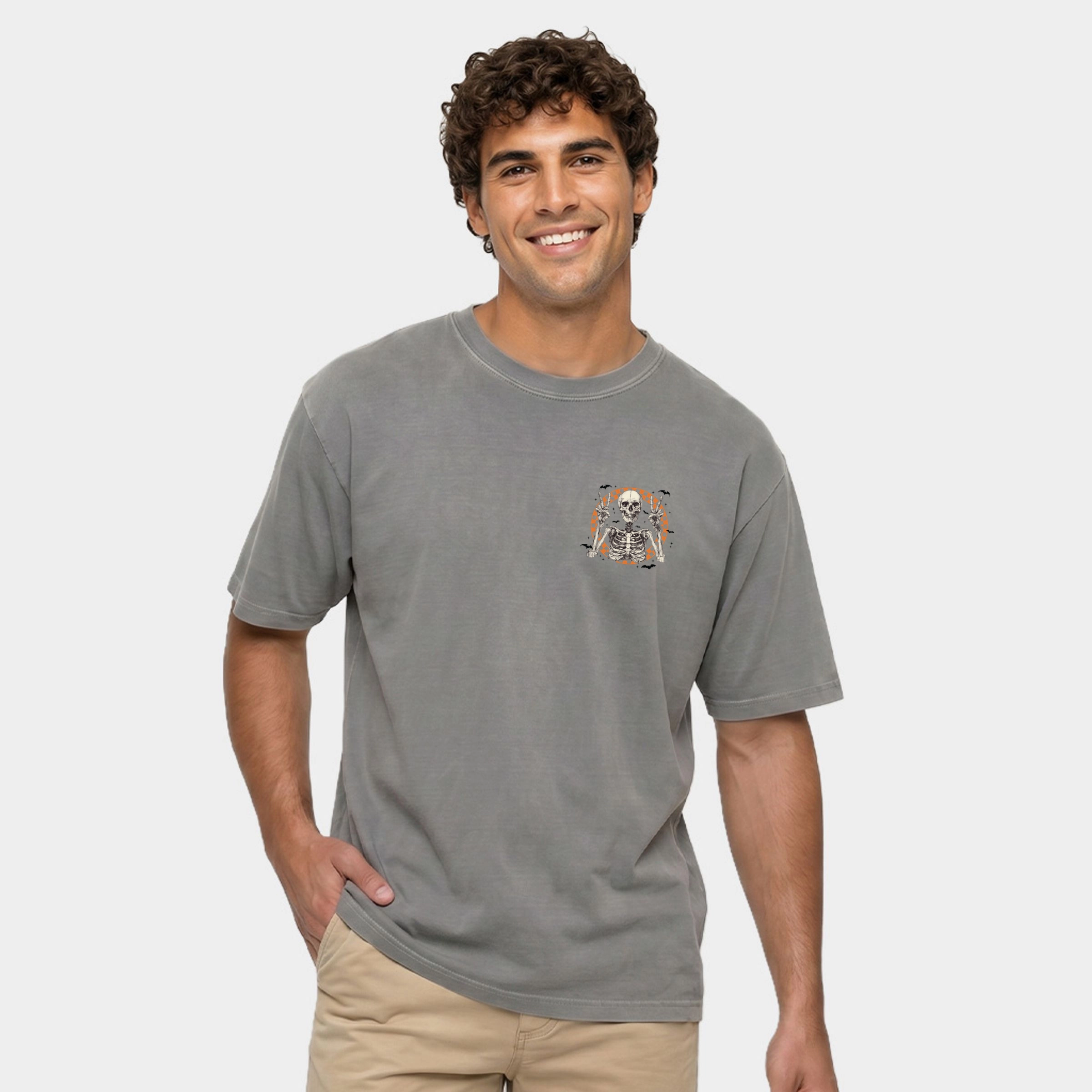 Simply Sage Market - Men's Garment Dyed Graphic T-Shirt Peace Sign Skeleton