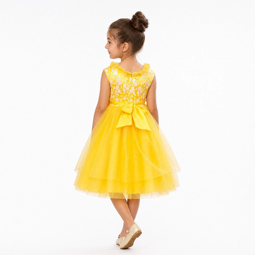 Faeella Girls Sunshine Petal Yellow Tulle Birthday Dress