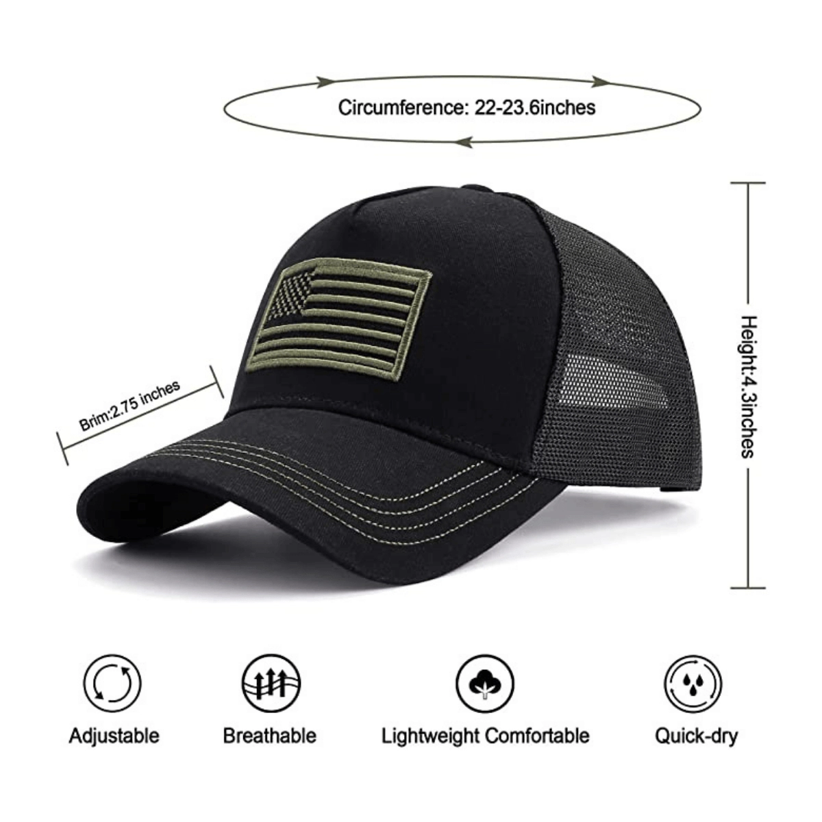 JupiterGear Unisex American Flag Trucker Hat with Adjustable Strap