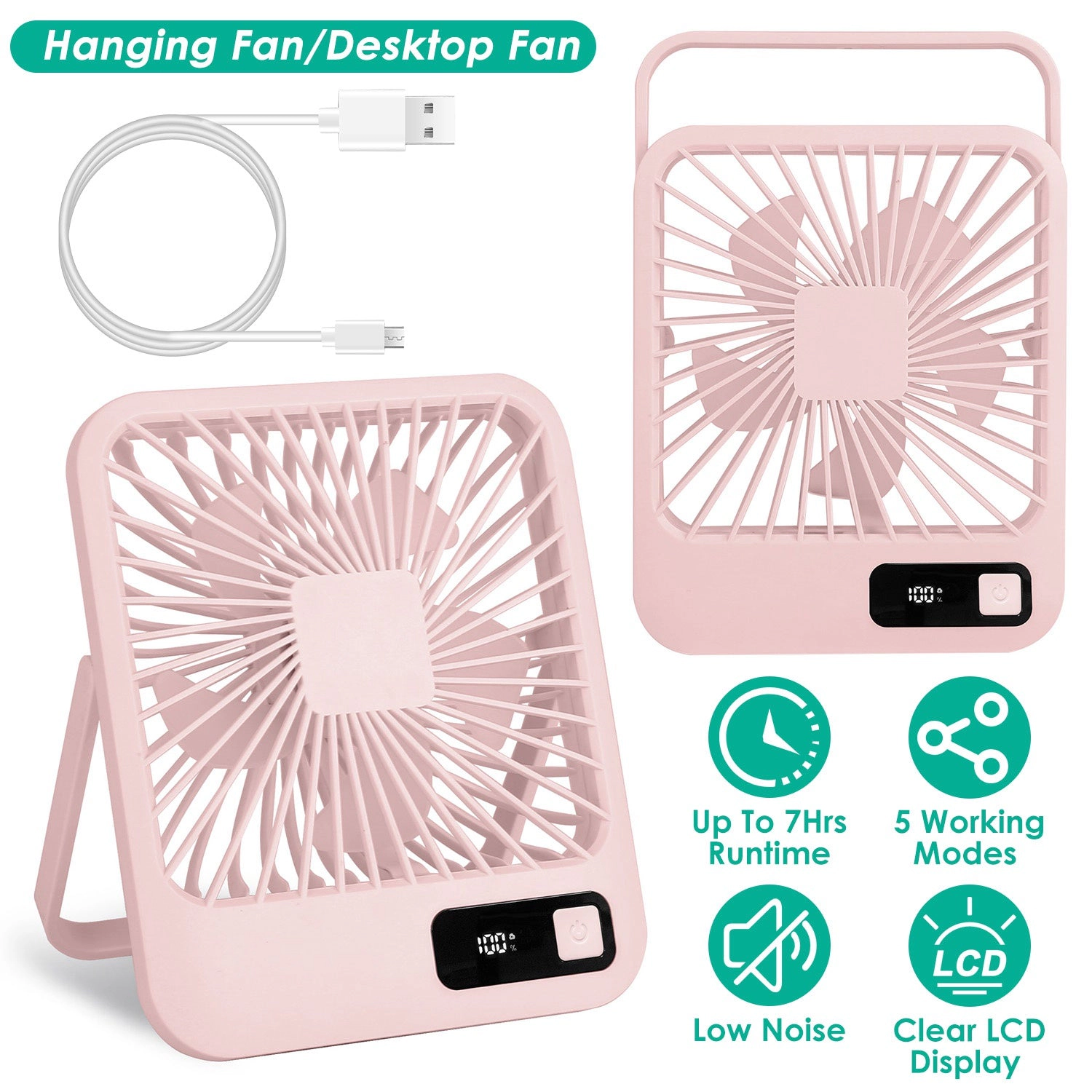 GBruno Rechargeable Desktop Cooling Fan With LCD Display