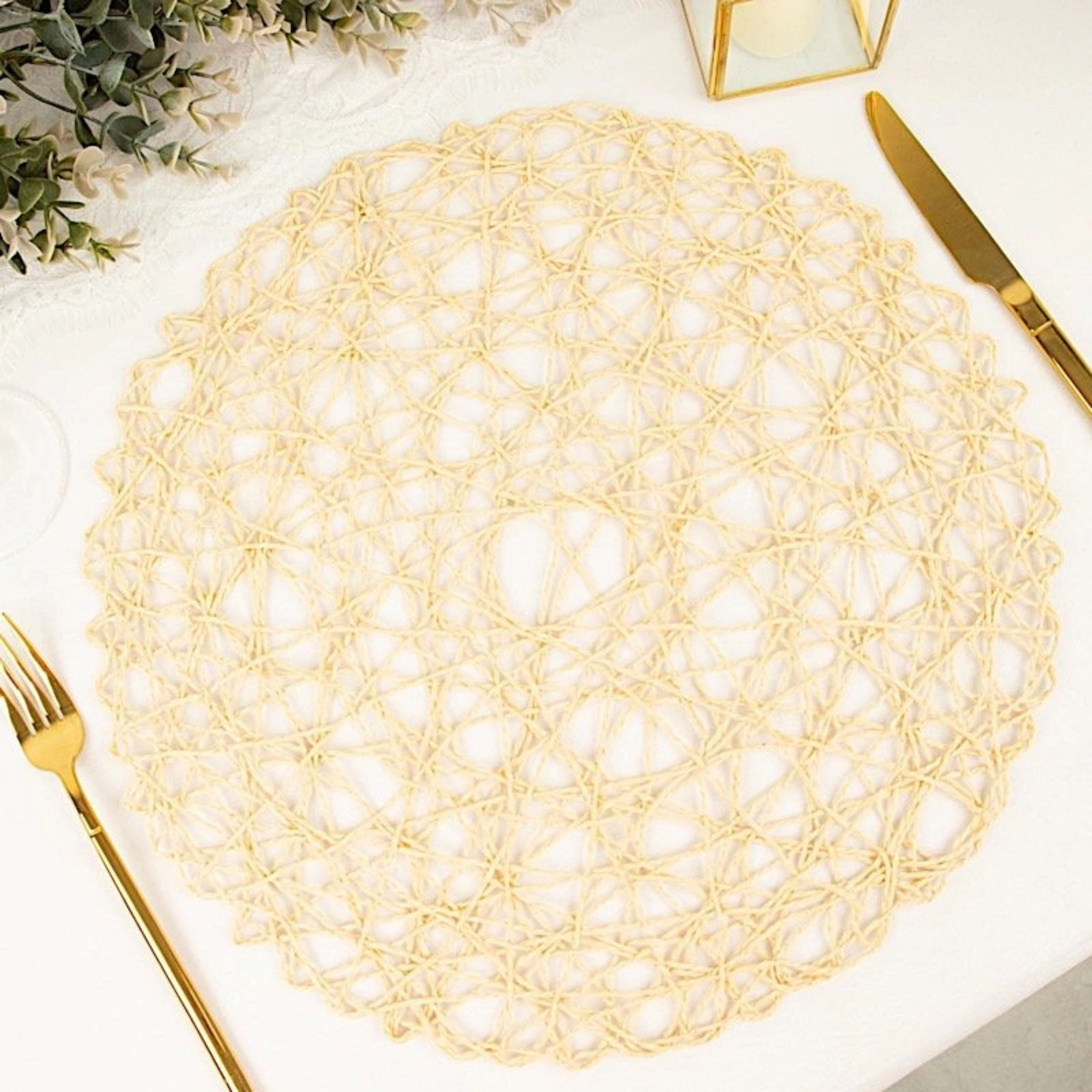 Home Collection 15 Inch Round Metallic String Placemats Pack of 12