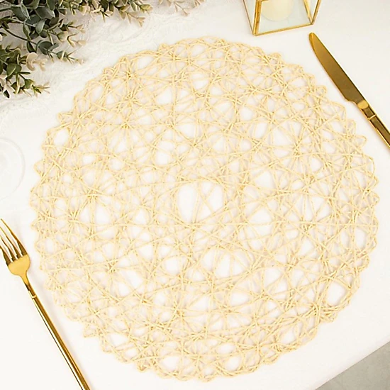 Home Collection 15 Inch Round Metallic String Placemats Pack of 12